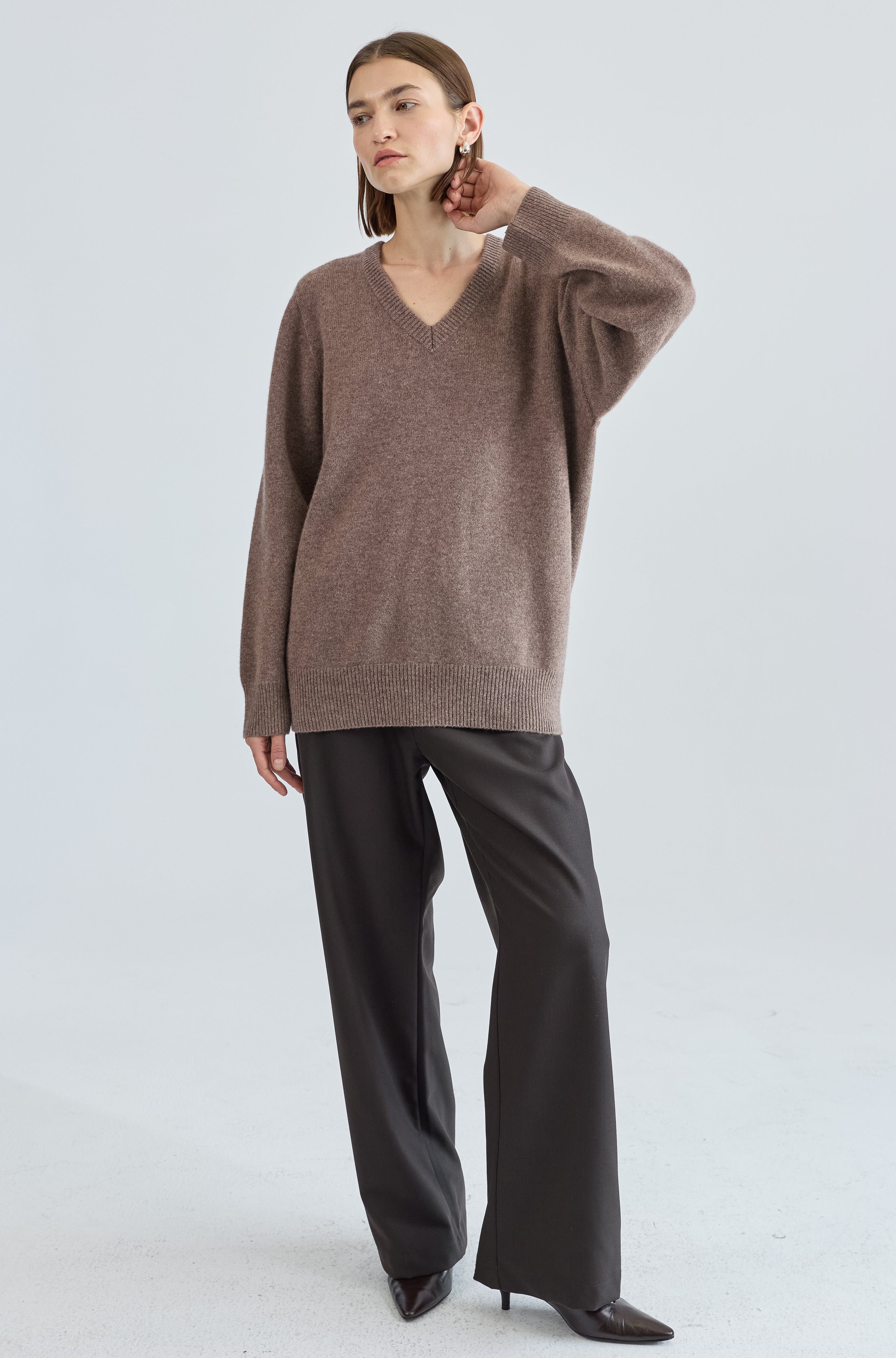 Wool V Neck Sweater - Almina Concept 