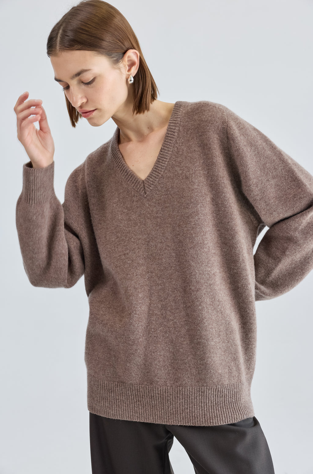 Wool V Neck Sweater - Almina Concept 