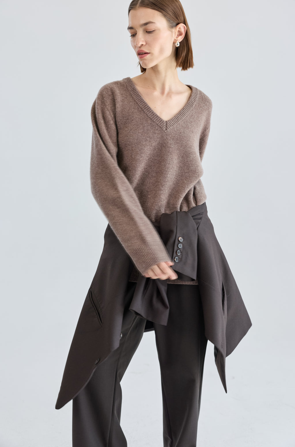 Wool V Neck Sweater - Almina Concept 