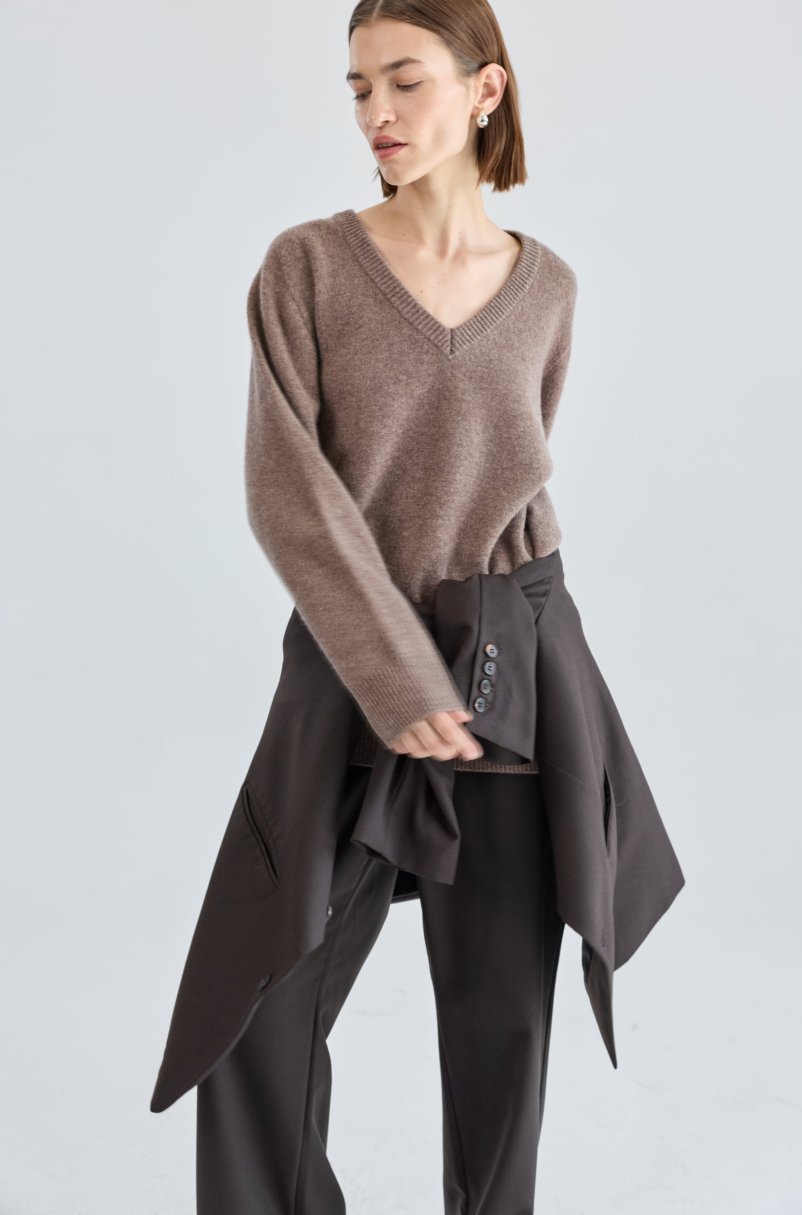 Wool V Neck Sweater - Almina Concept 