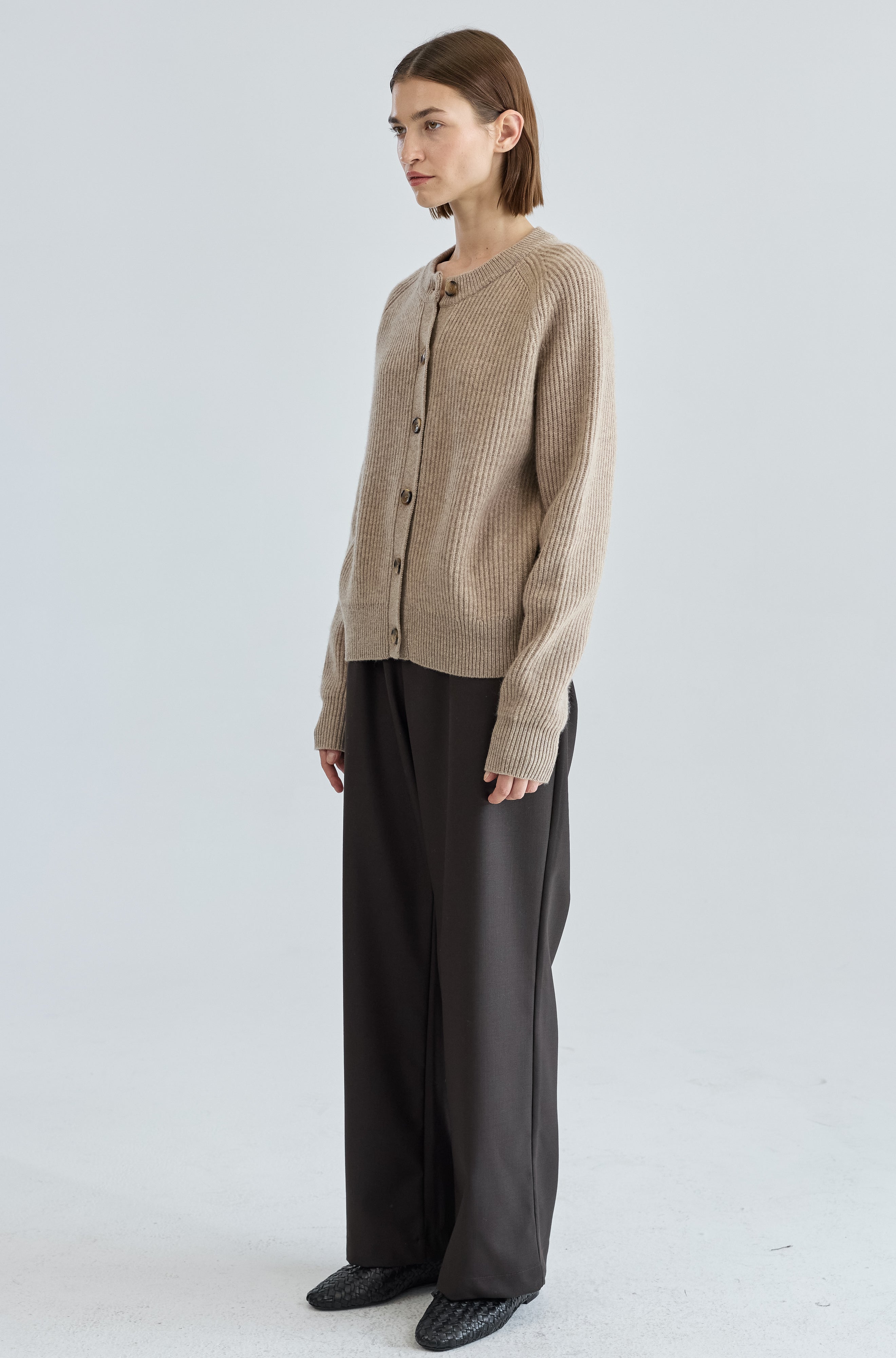 Button Up Wool Cardigan - Almina Concept 