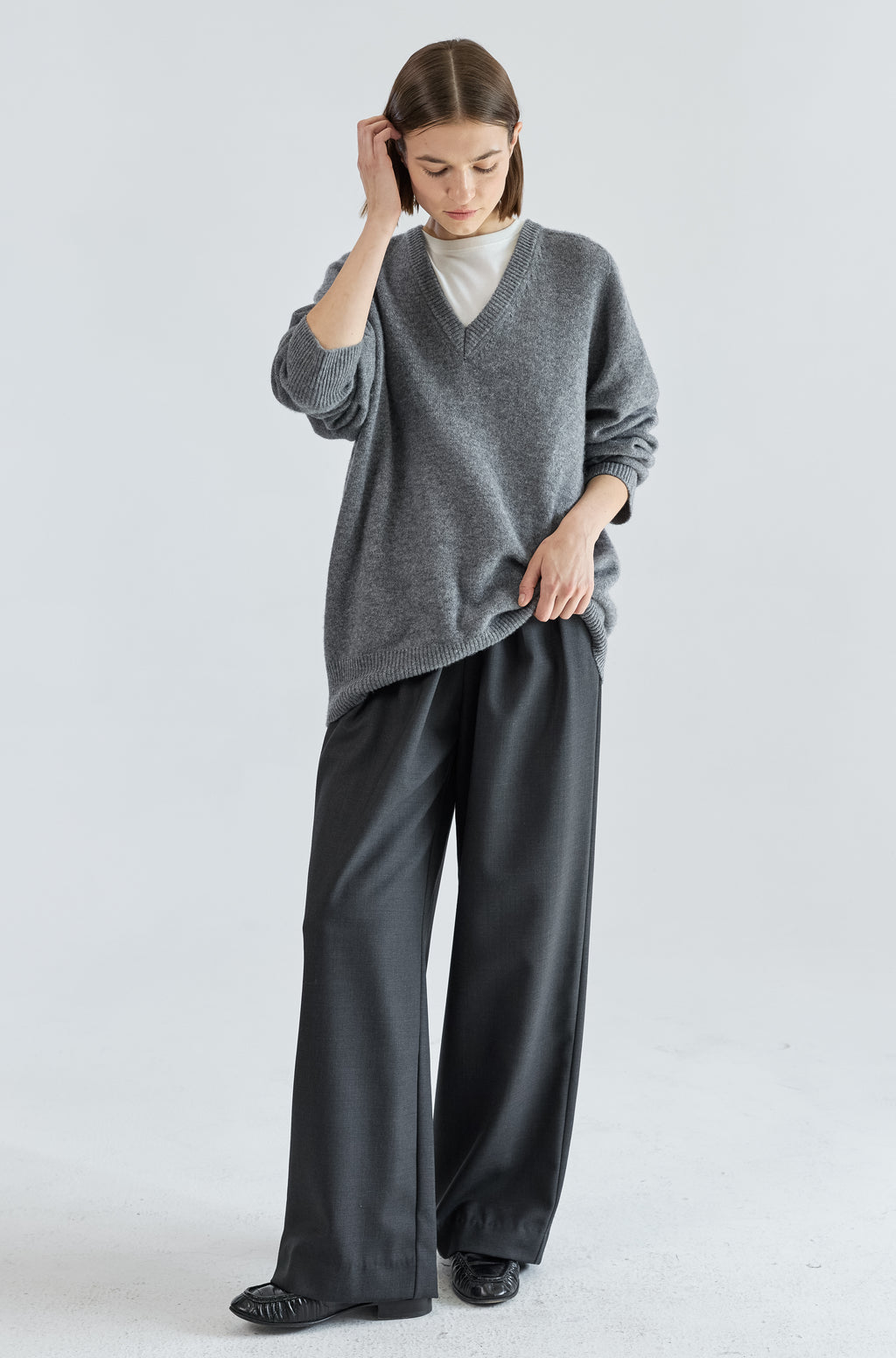 Wool V Neck Sweater - Almina Concept 