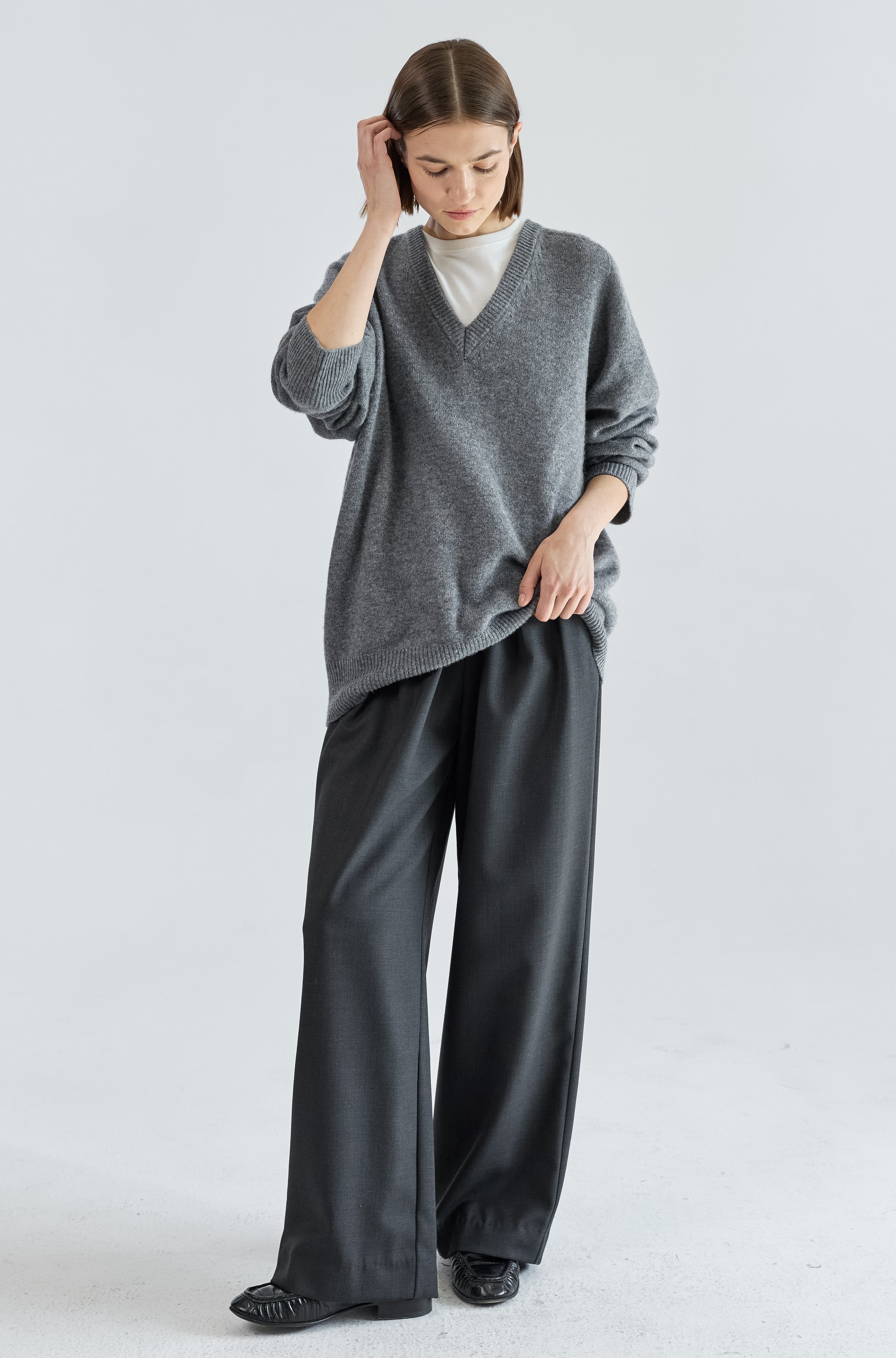 Wool V Neck Sweater - Almina Concept 
