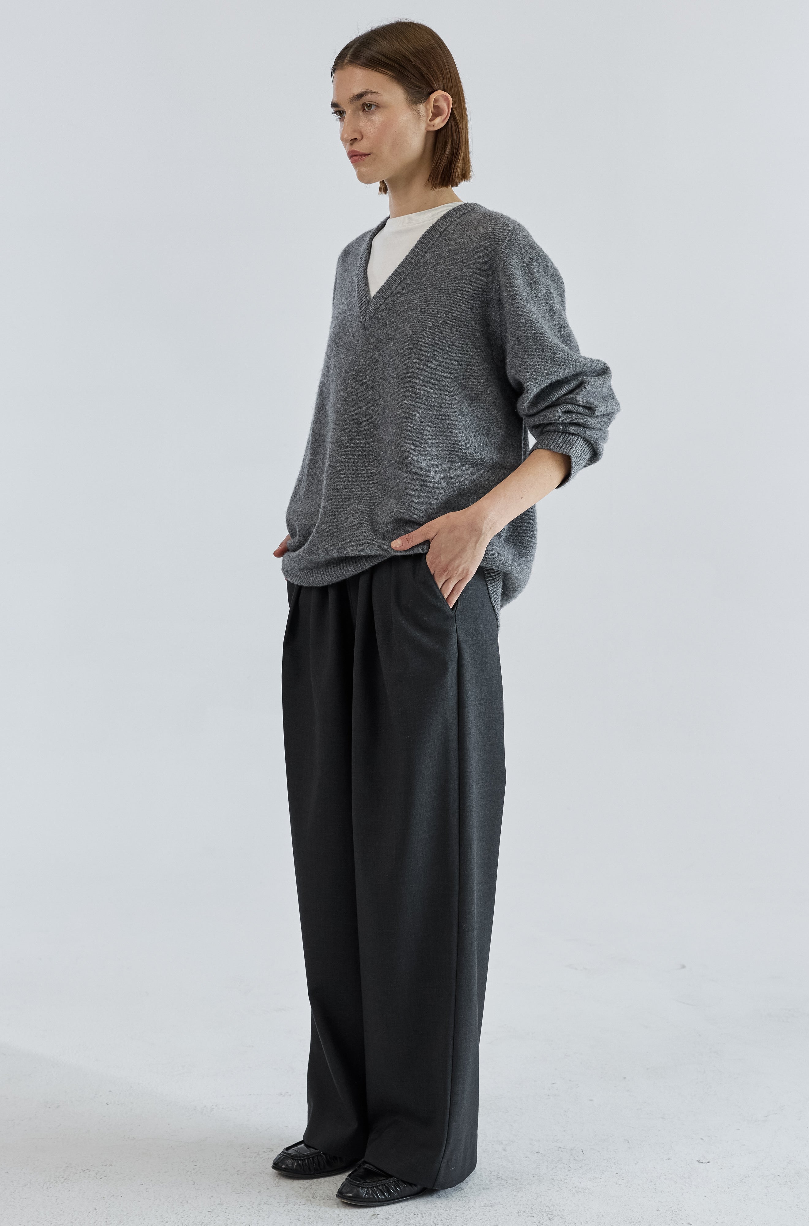 Wool V Neck Sweater - Almina Concept 