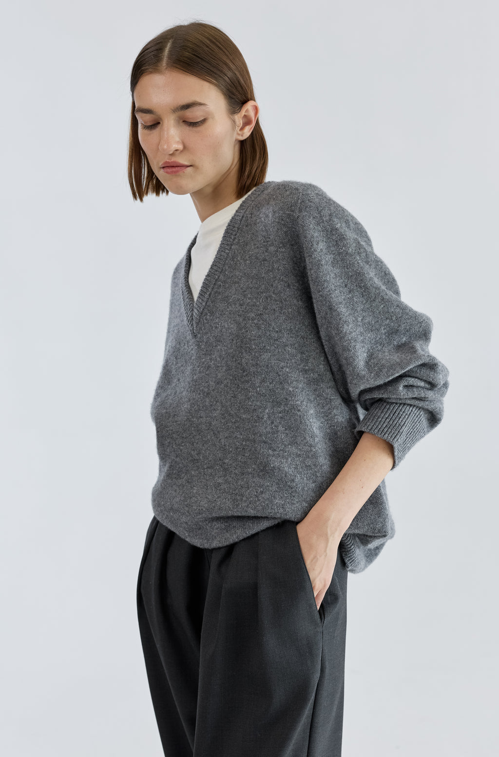 Wool V Neck Sweater - Almina Concept 