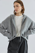 Wool Hoodie Zip Up Sweater - Almina Concept 