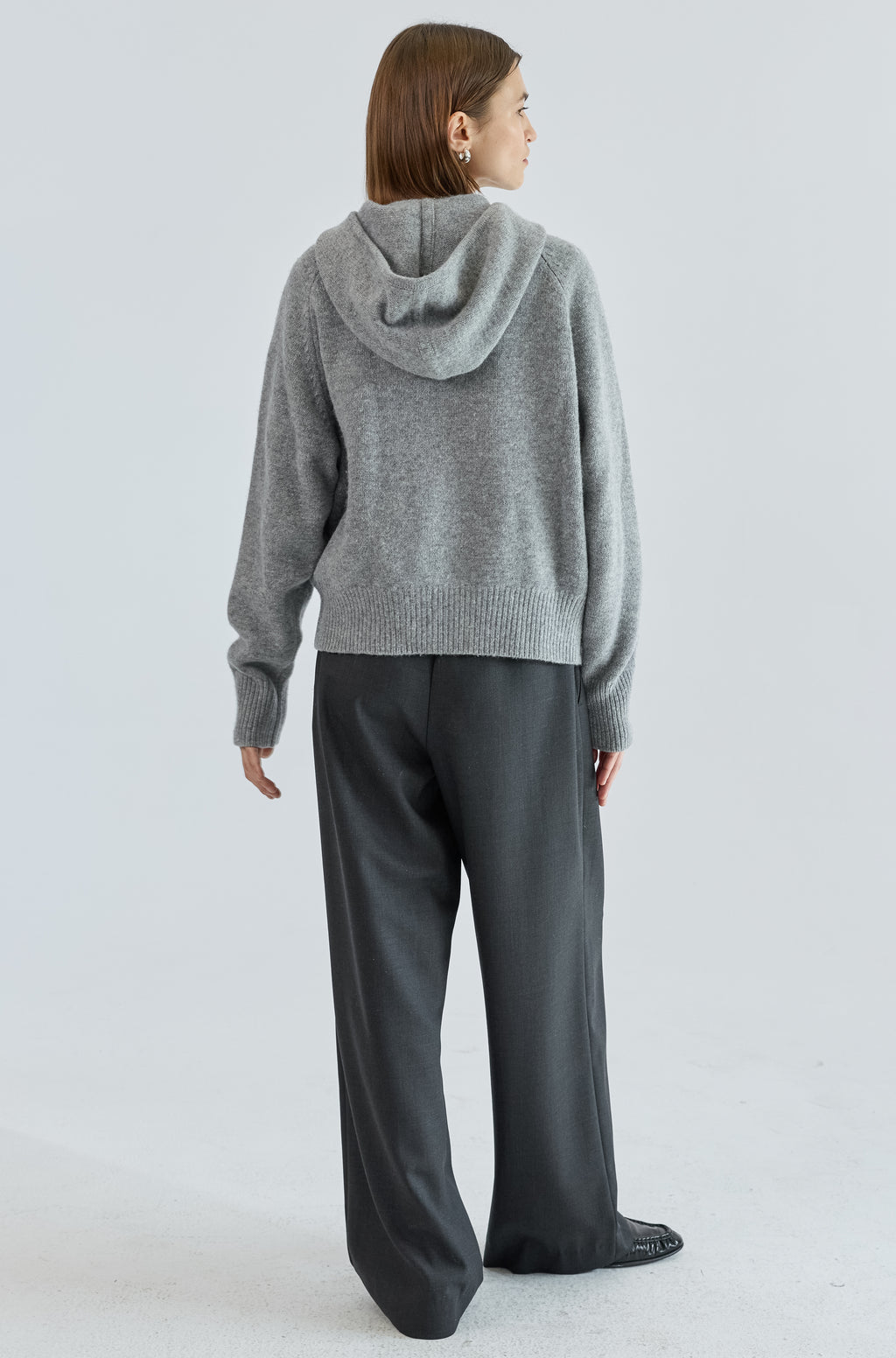 Wool Hoodie Zip Up Sweater - Almina Concept 