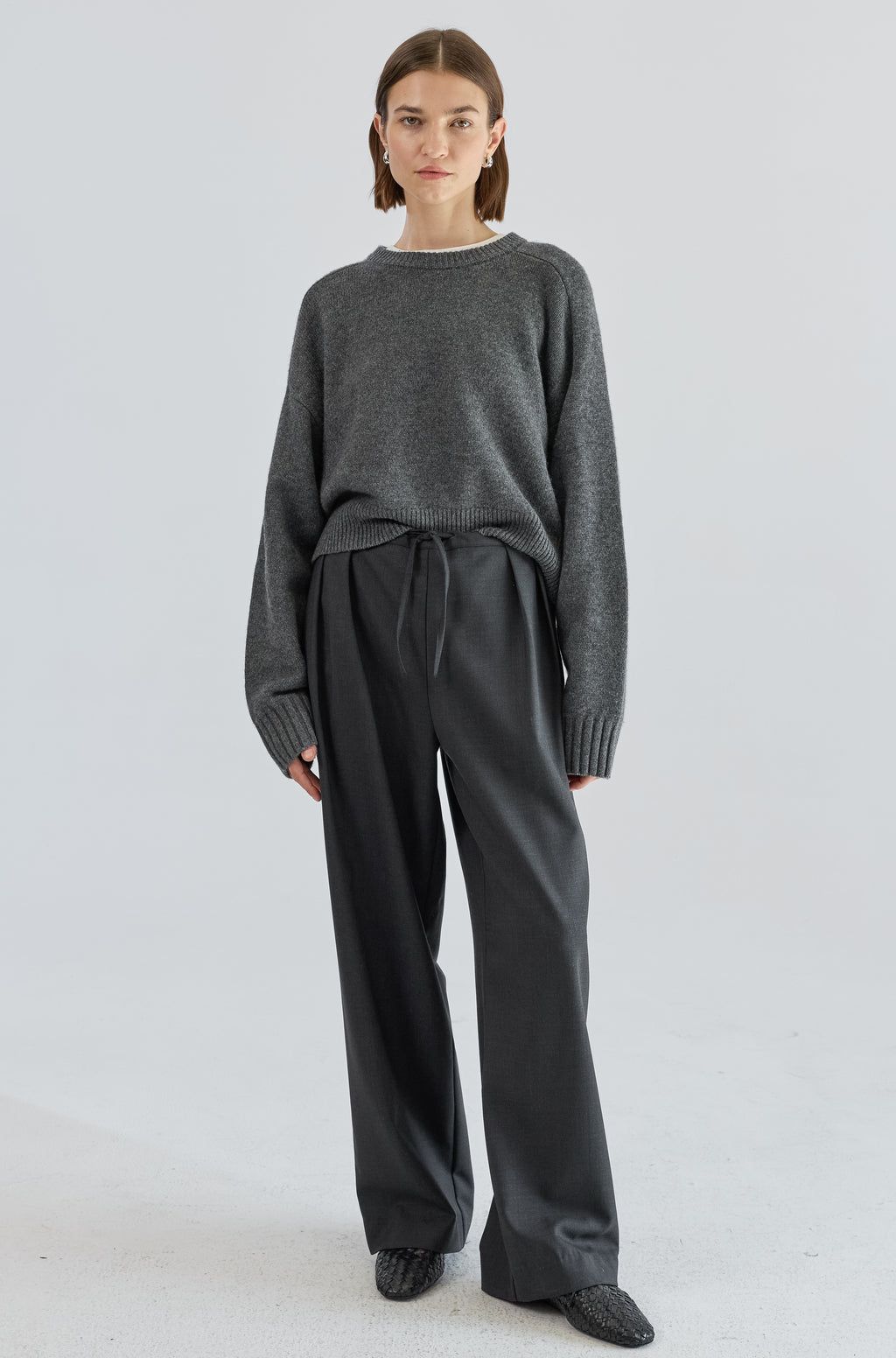 Waist Tie Wool Trousers - Almina Concept 