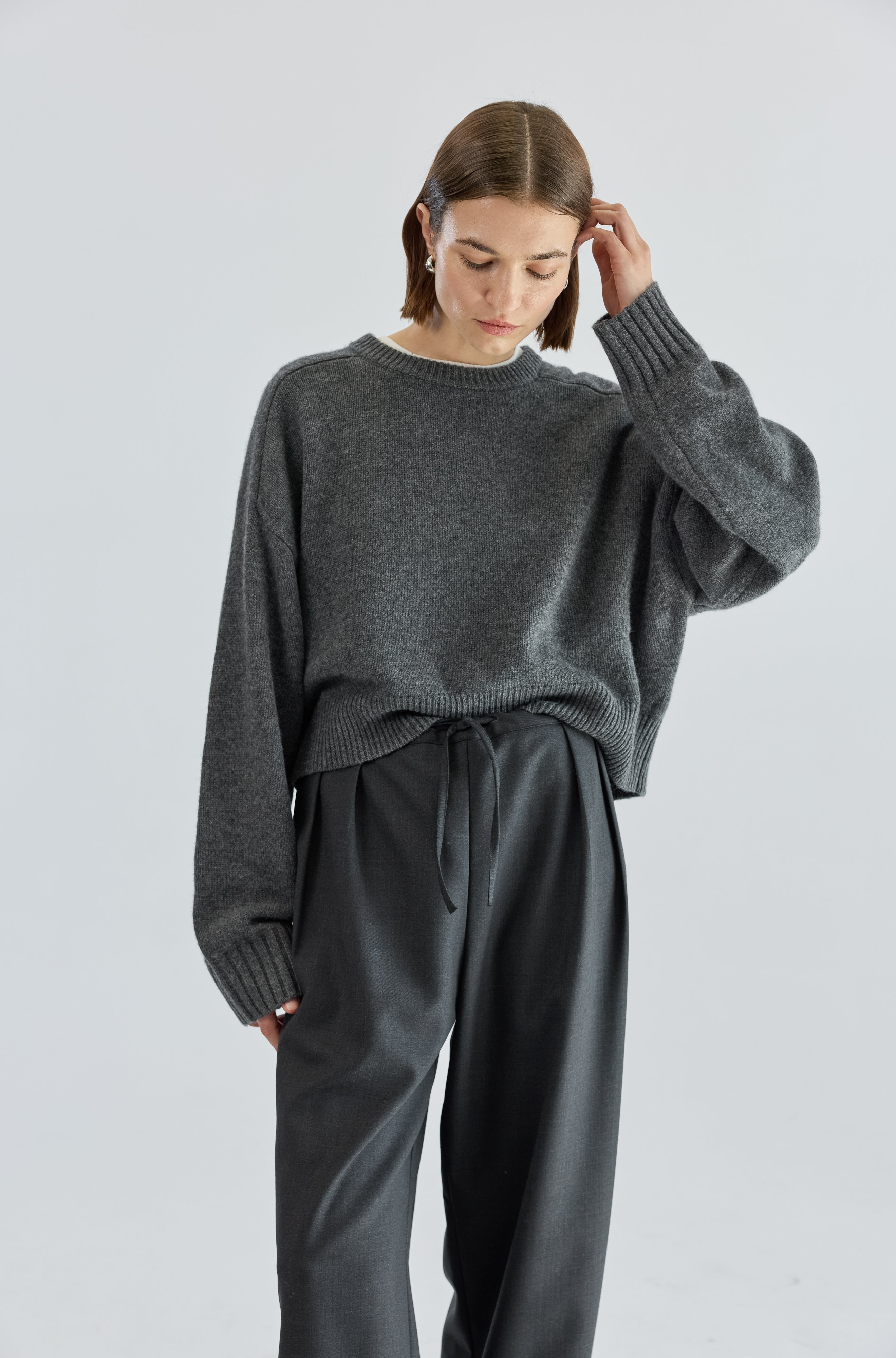 Waist Tie Wool Trousers - Almina Concept 