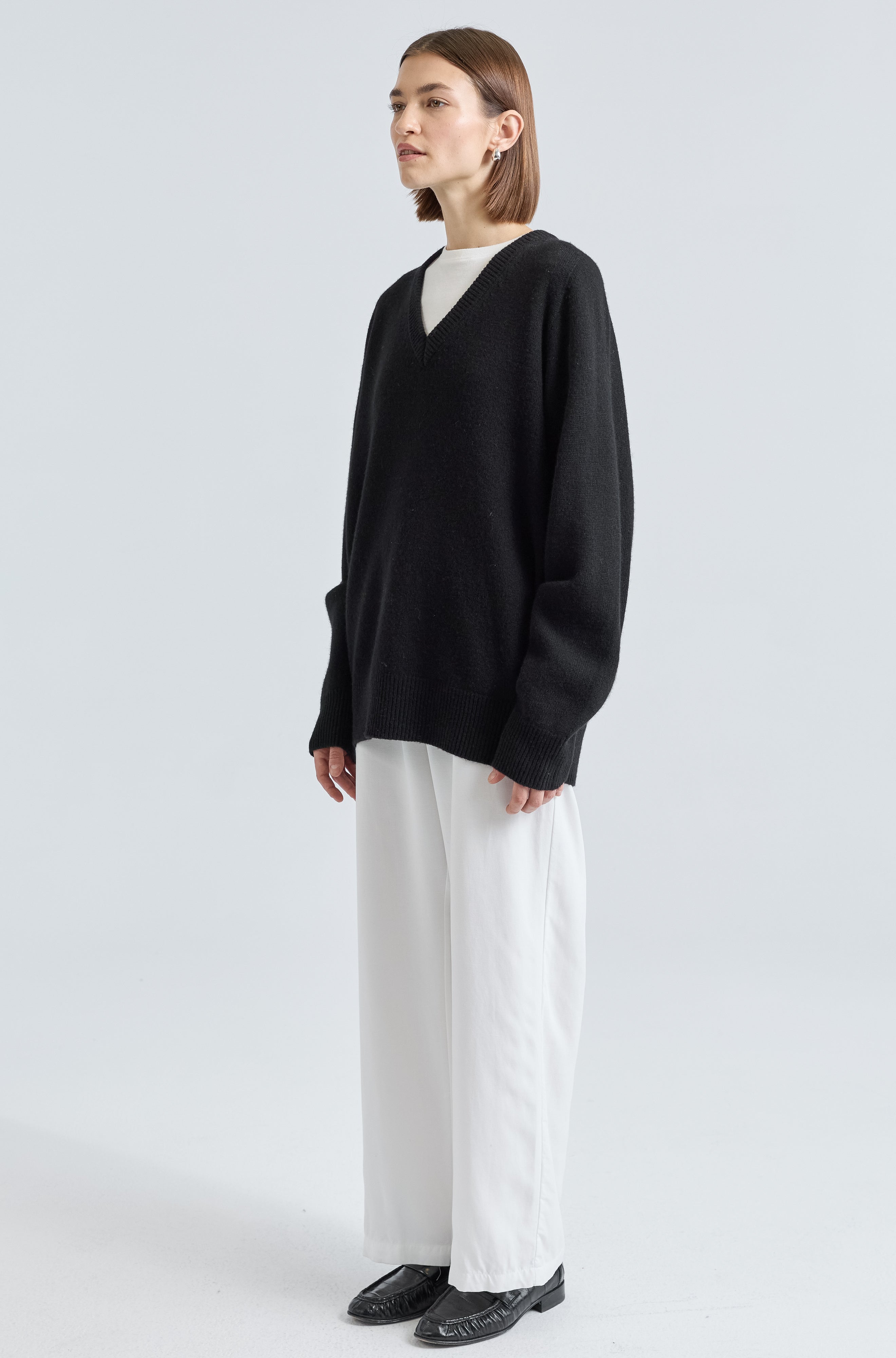 Wool V Neck Sweater - Almina Concept 