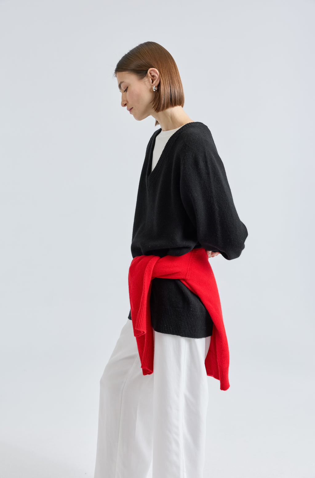 Wool V Neck Sweater - Almina Concept 