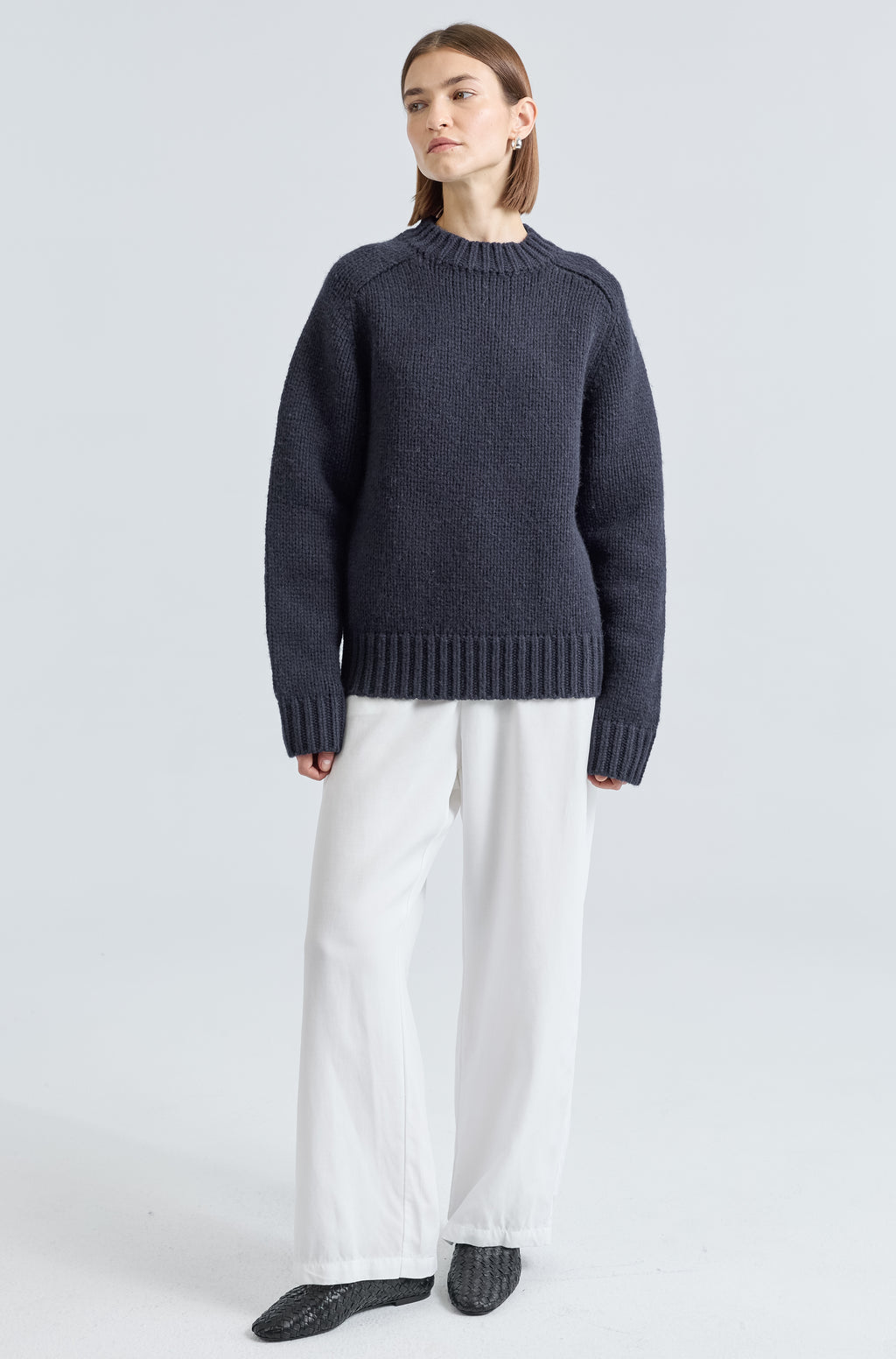 Knit Wool Crewneck Sweater - Almina Concept 