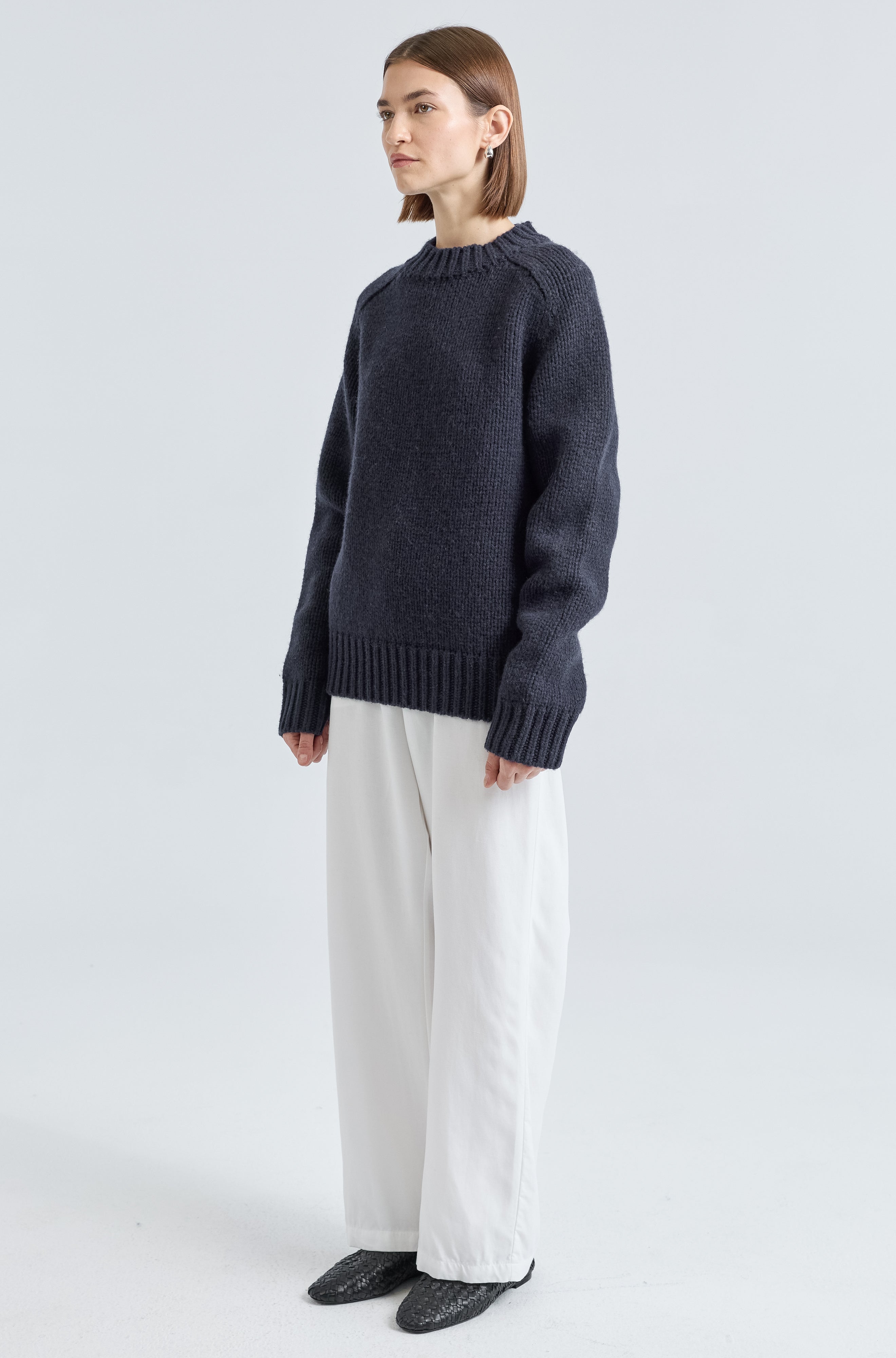 Knit Wool Crewneck Sweater - Almina Concept 
