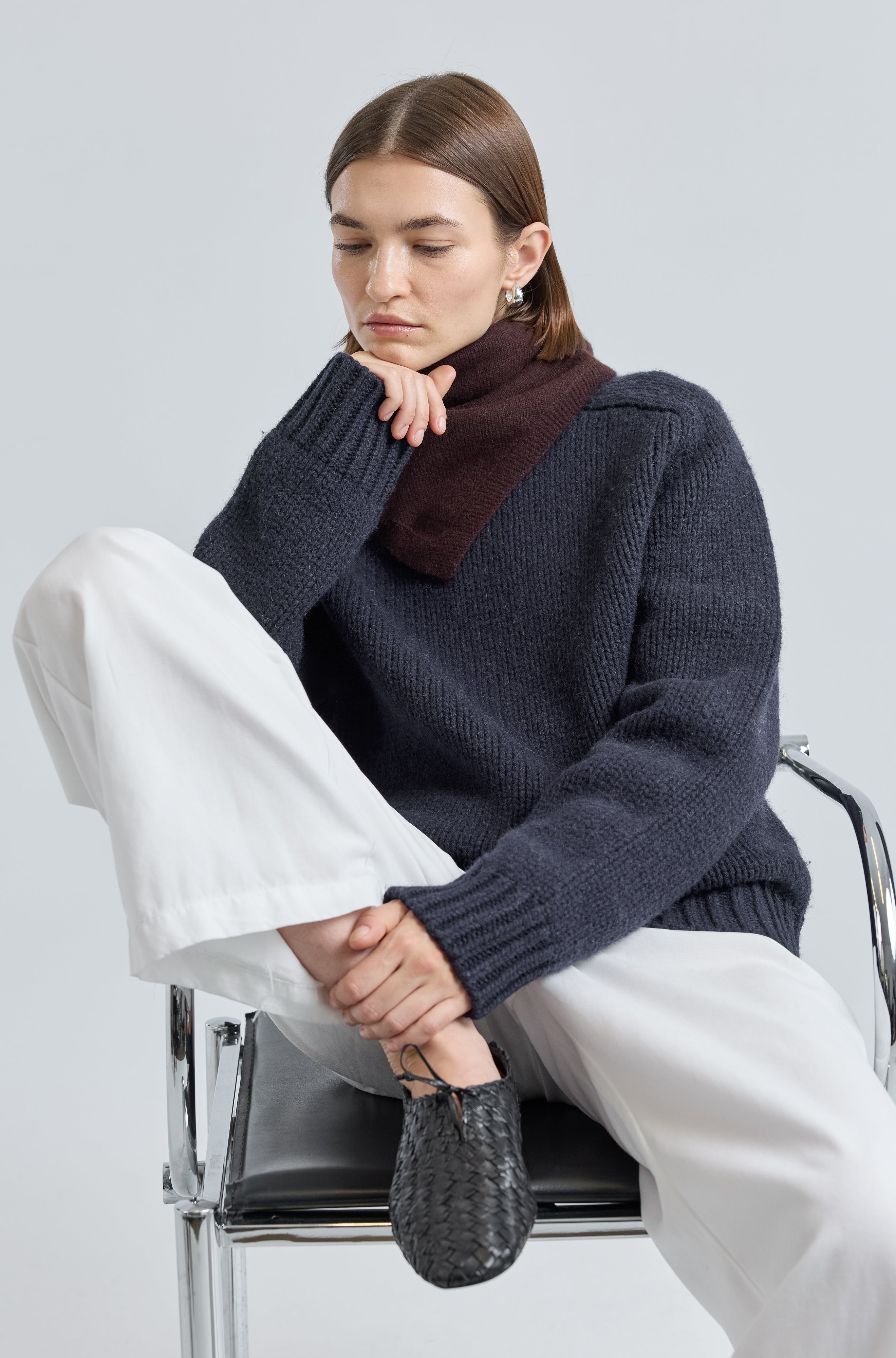 Knit Wool Crewneck Sweater - Almina Concept 