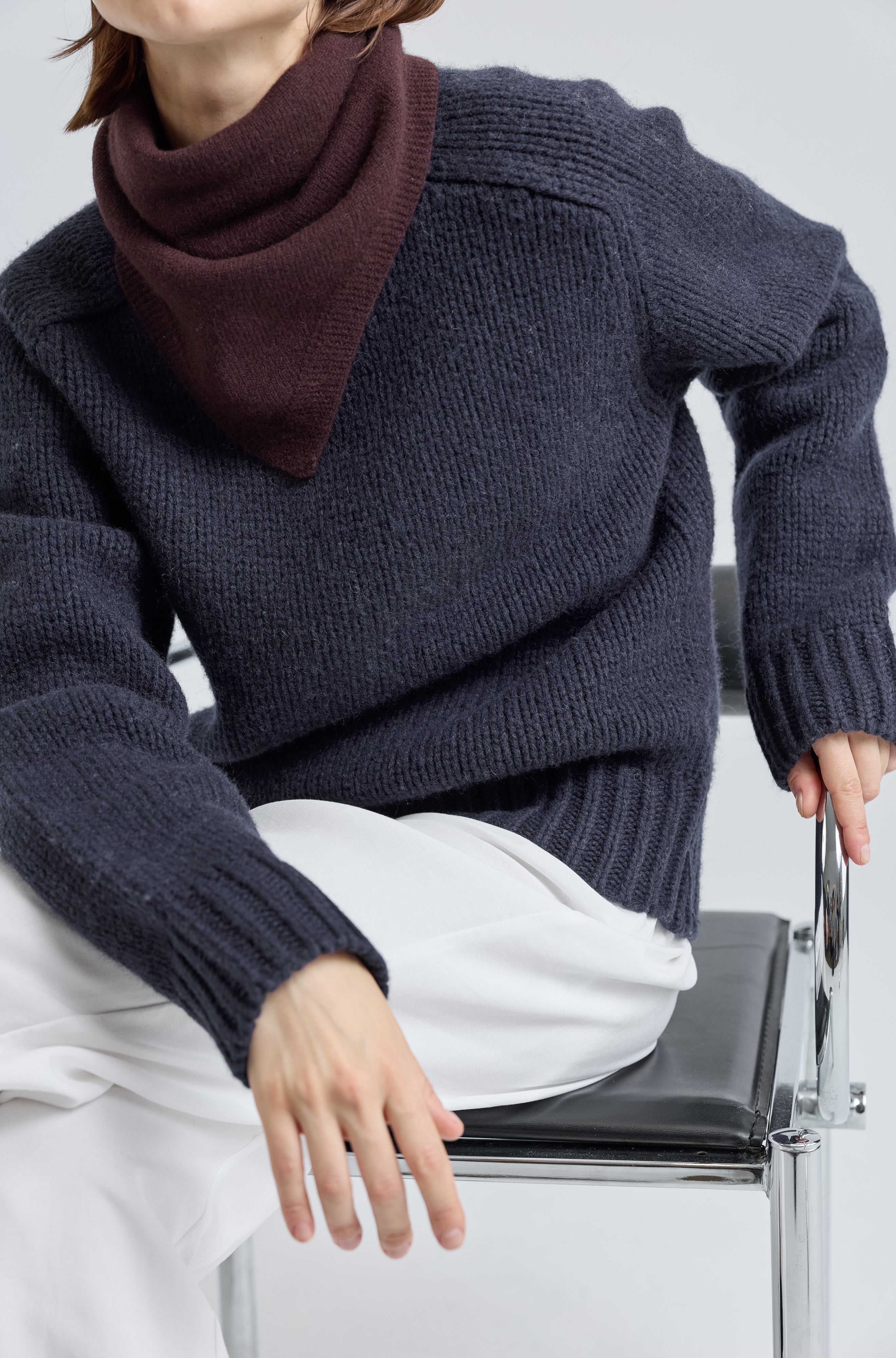 Knit Wool Crewneck Sweater - Almina Concept 