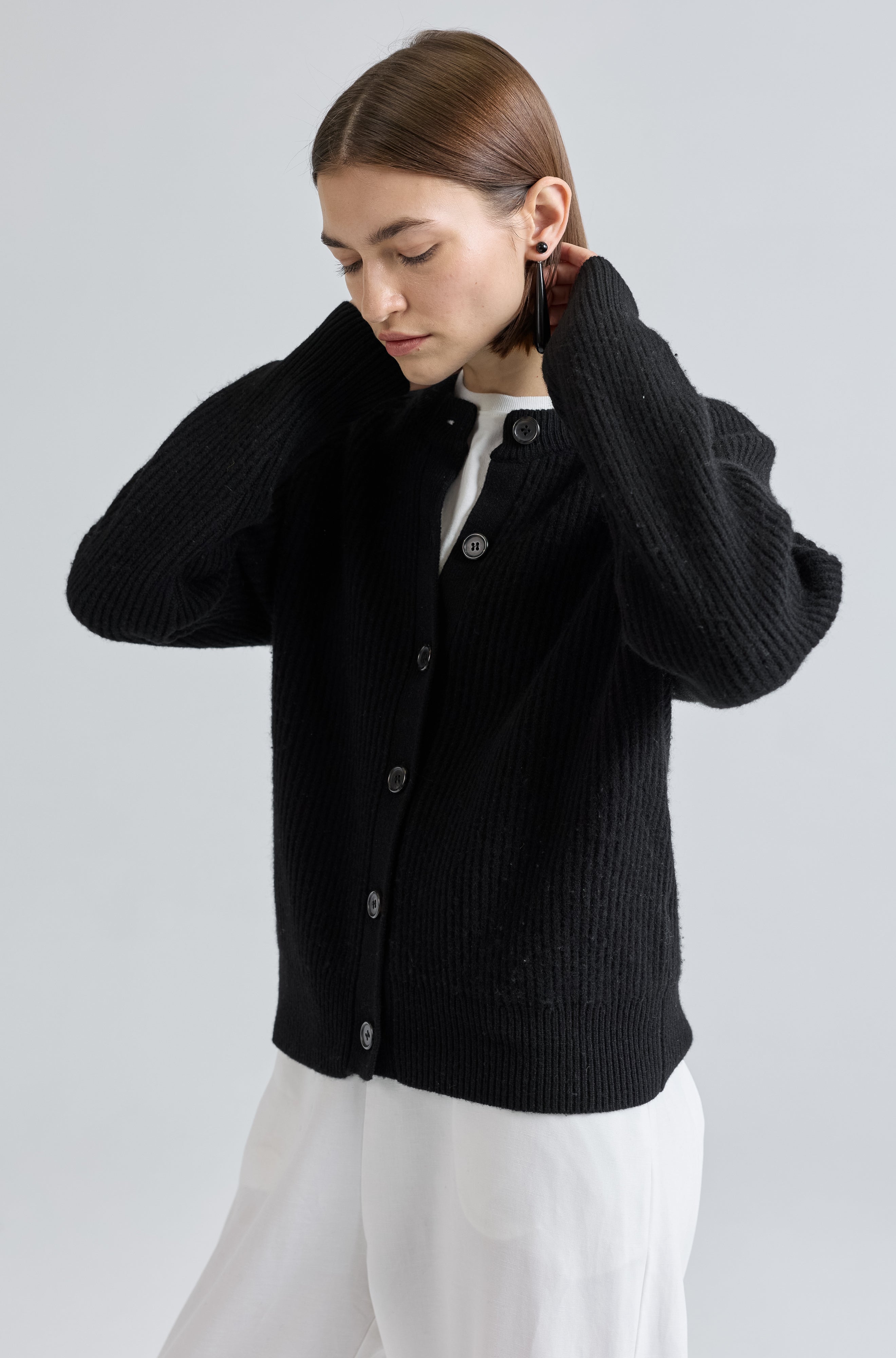 Button Up Wool Cardigan - Almina Concept 