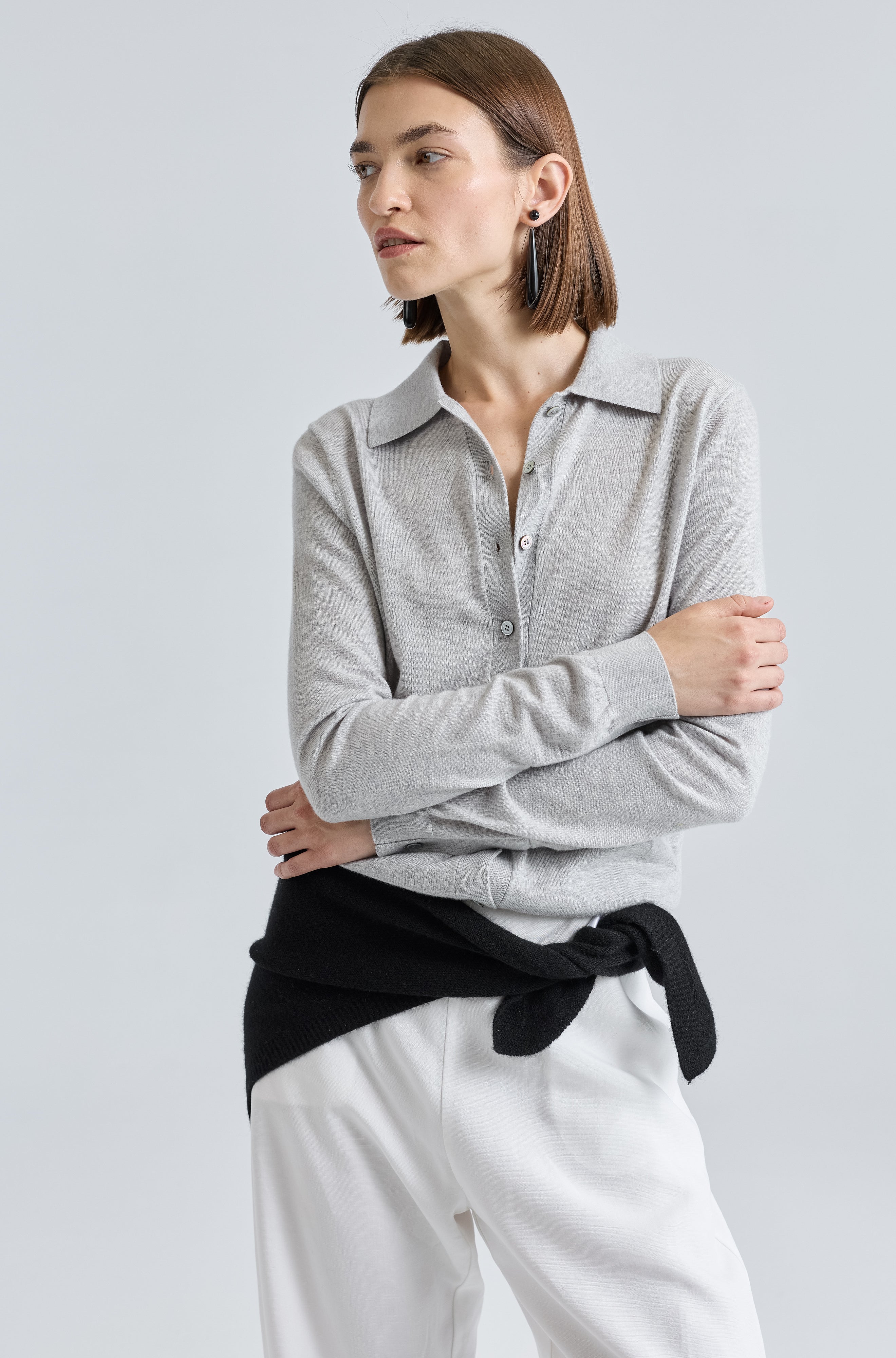 Button Up Knit Top - Almina Concept 