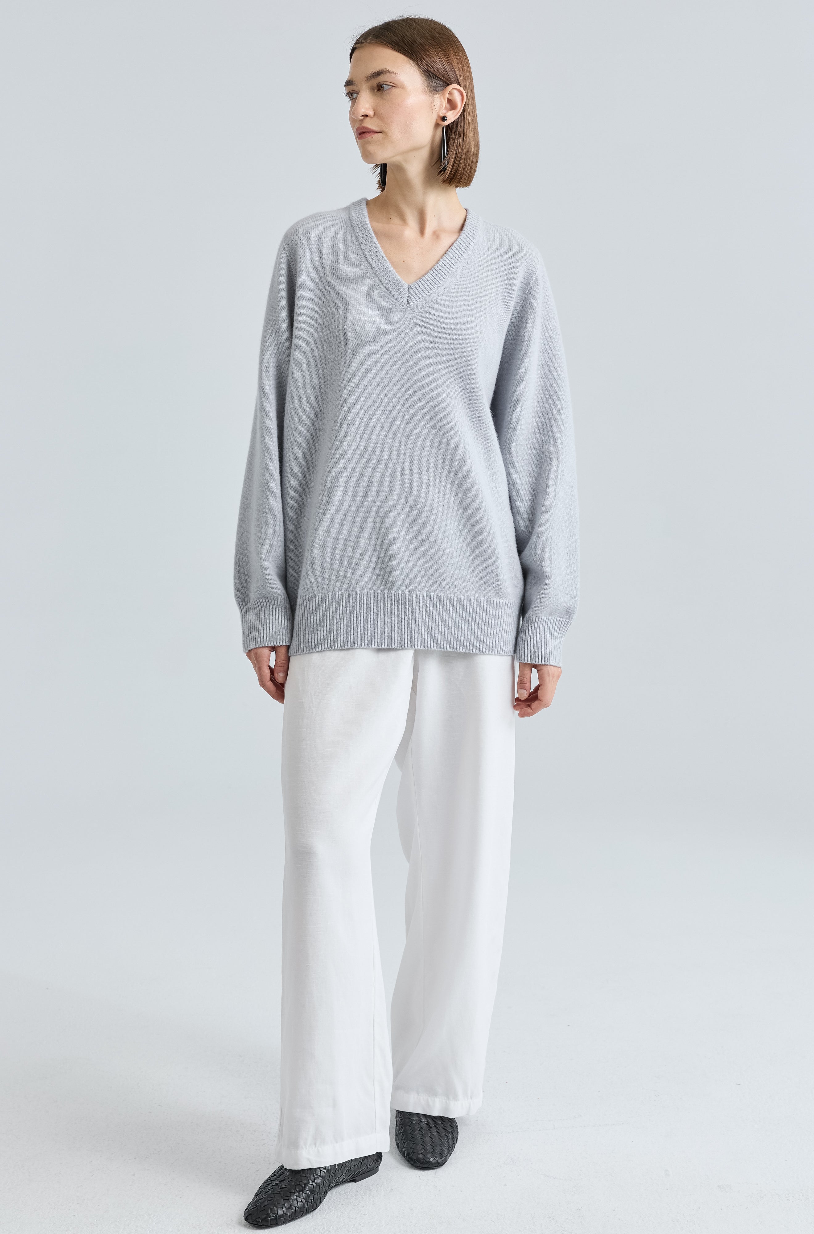 Wool V Neck Sweater - Almina Concept 