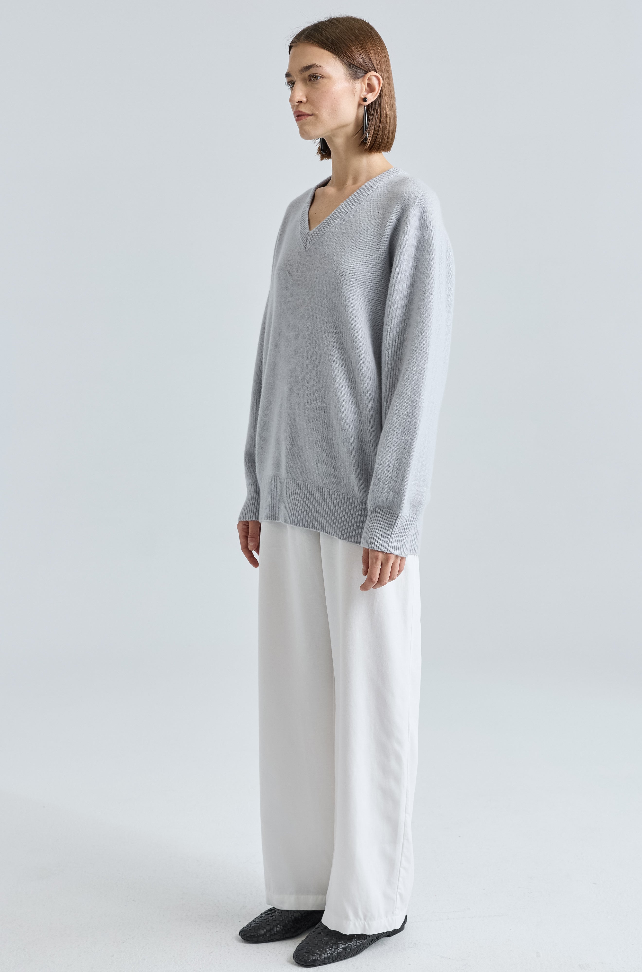 Wool V Neck Sweater - Almina Concept 