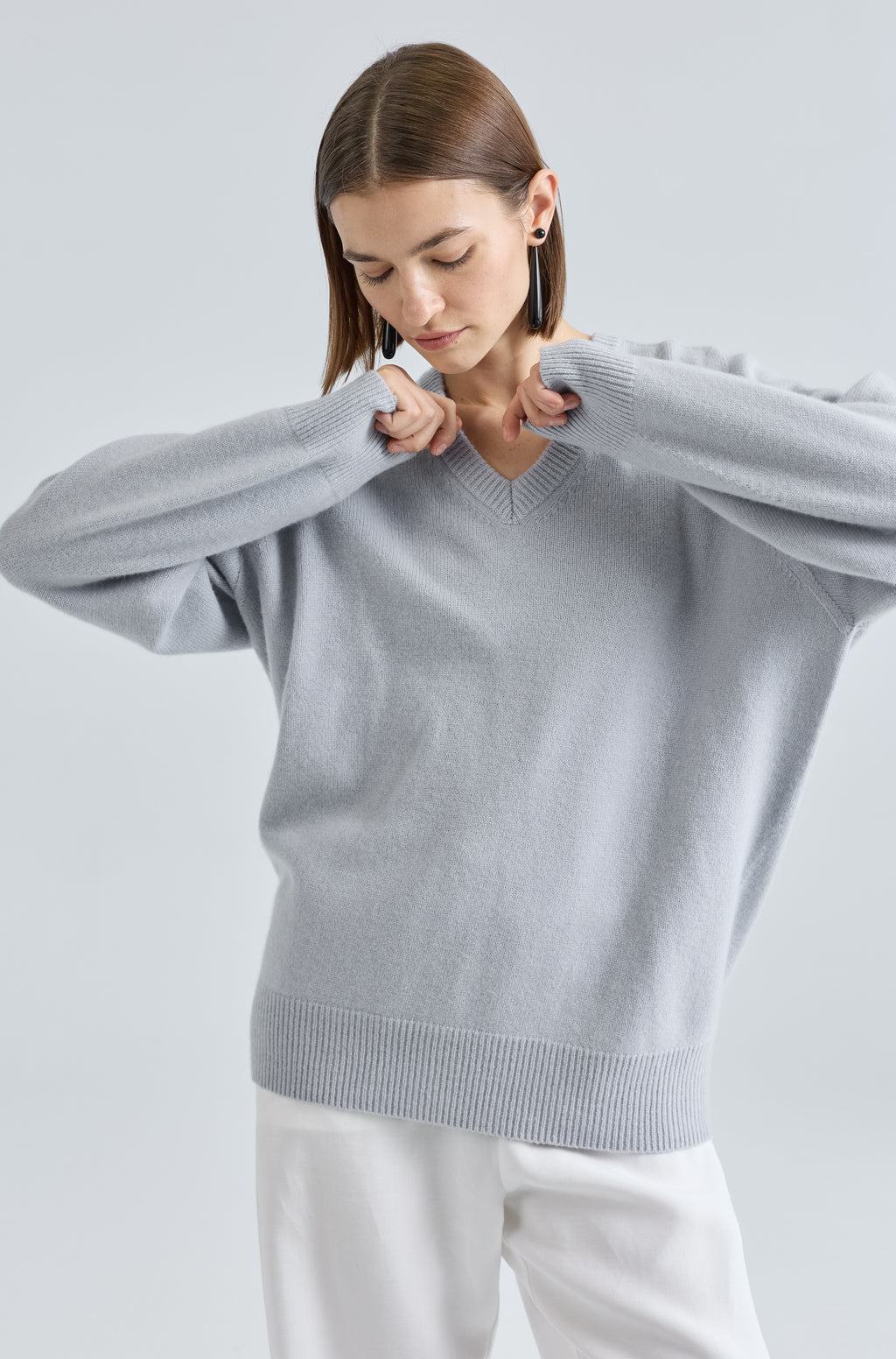 Wool V Neck Sweater - Almina Concept 