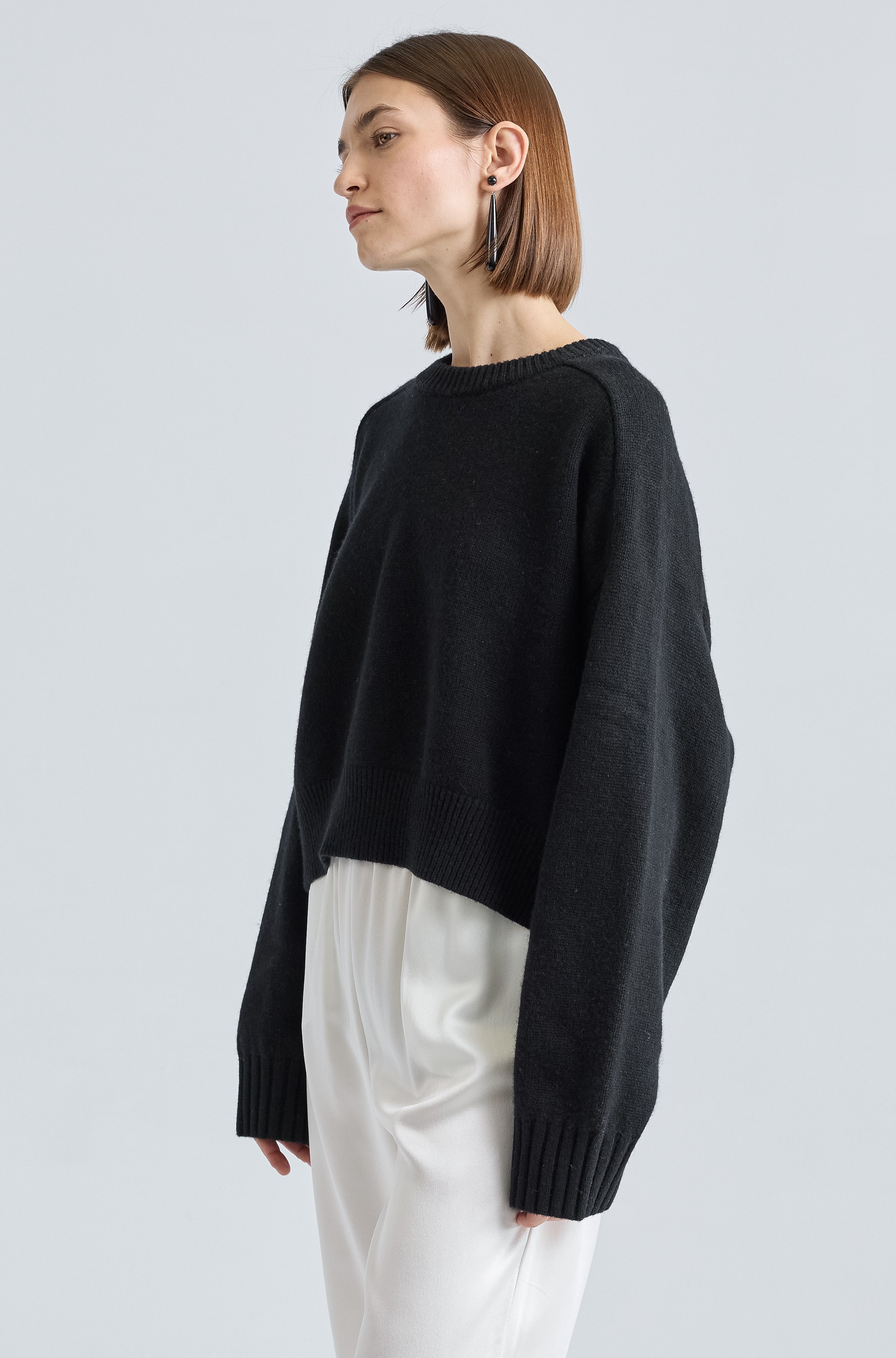 Cropped Wool Sweater - Almina Concept 