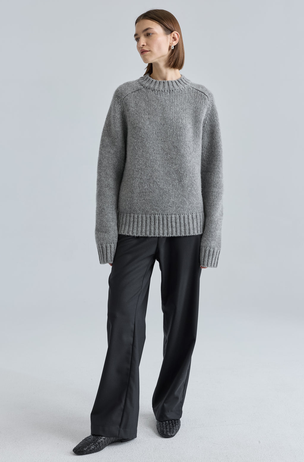 Knit Wool Crewneck Sweater - Almina Concept 