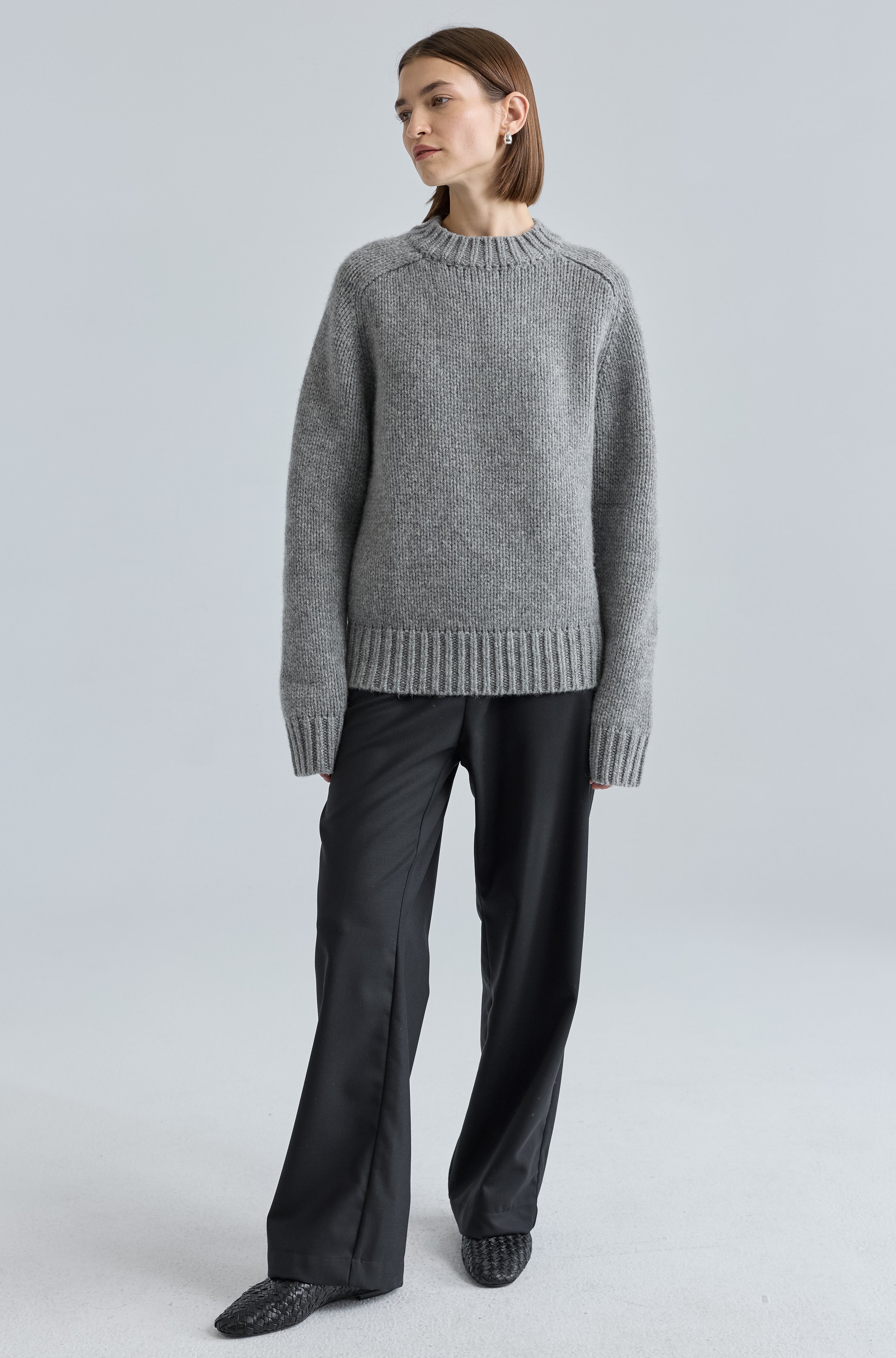 Knit Wool Crewneck Sweater - Almina Concept 