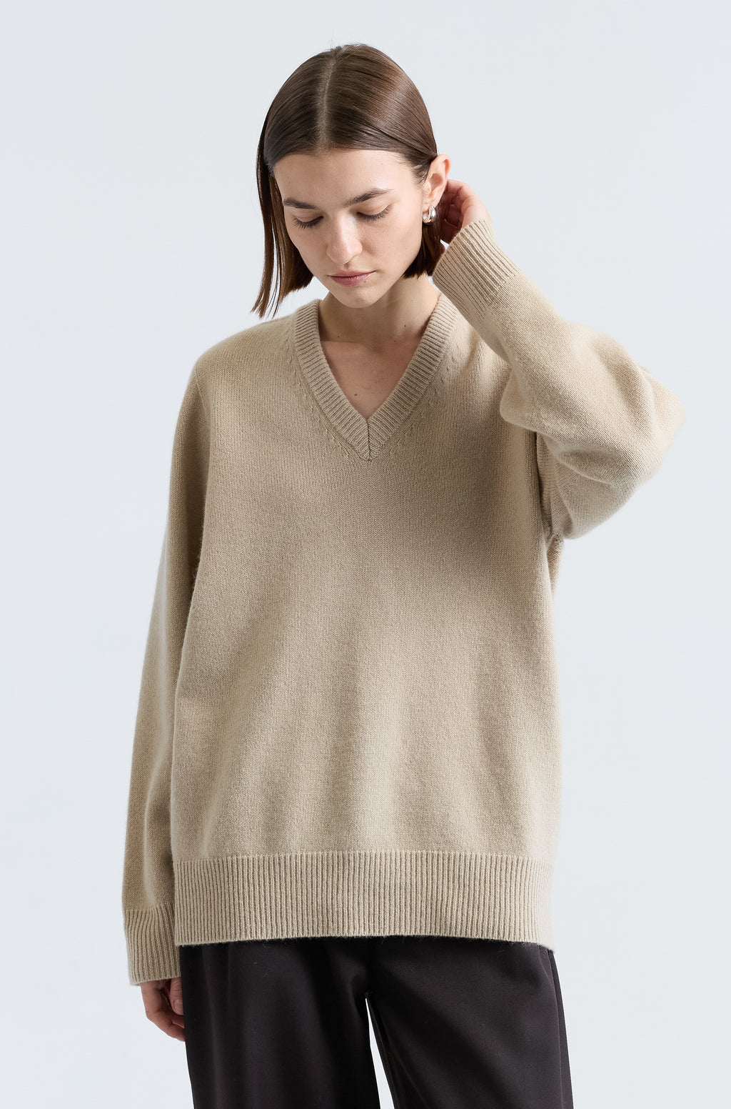 Wool V Neck Sweater - Almina Concept 