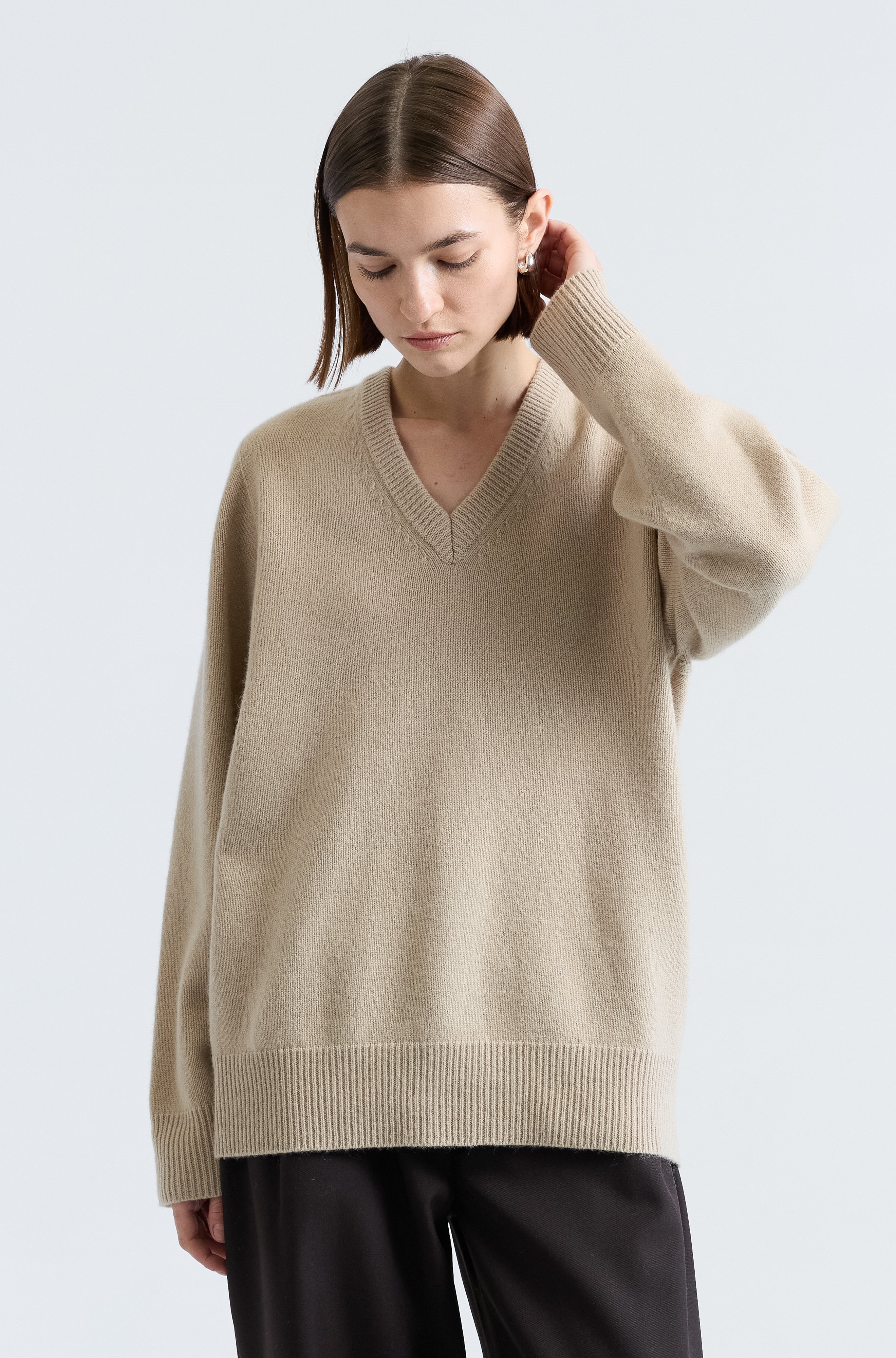 Wool V Neck Sweater - Almina Concept 