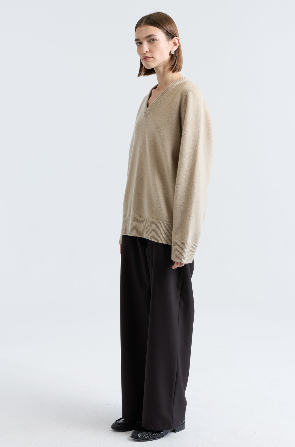 Wool V Neck Sweater - Almina Concept 