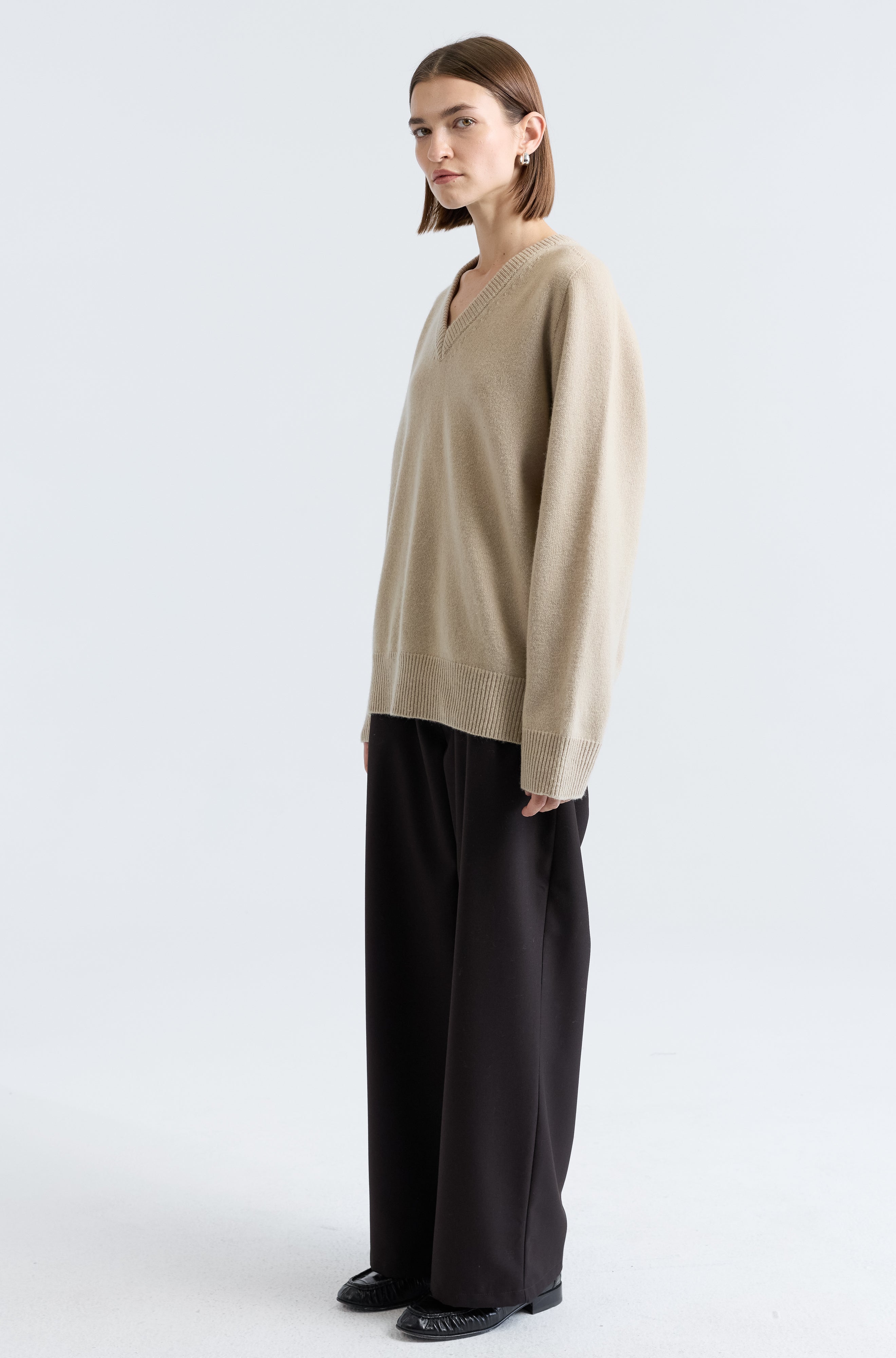 Wool V Neck Sweater - Almina Concept 