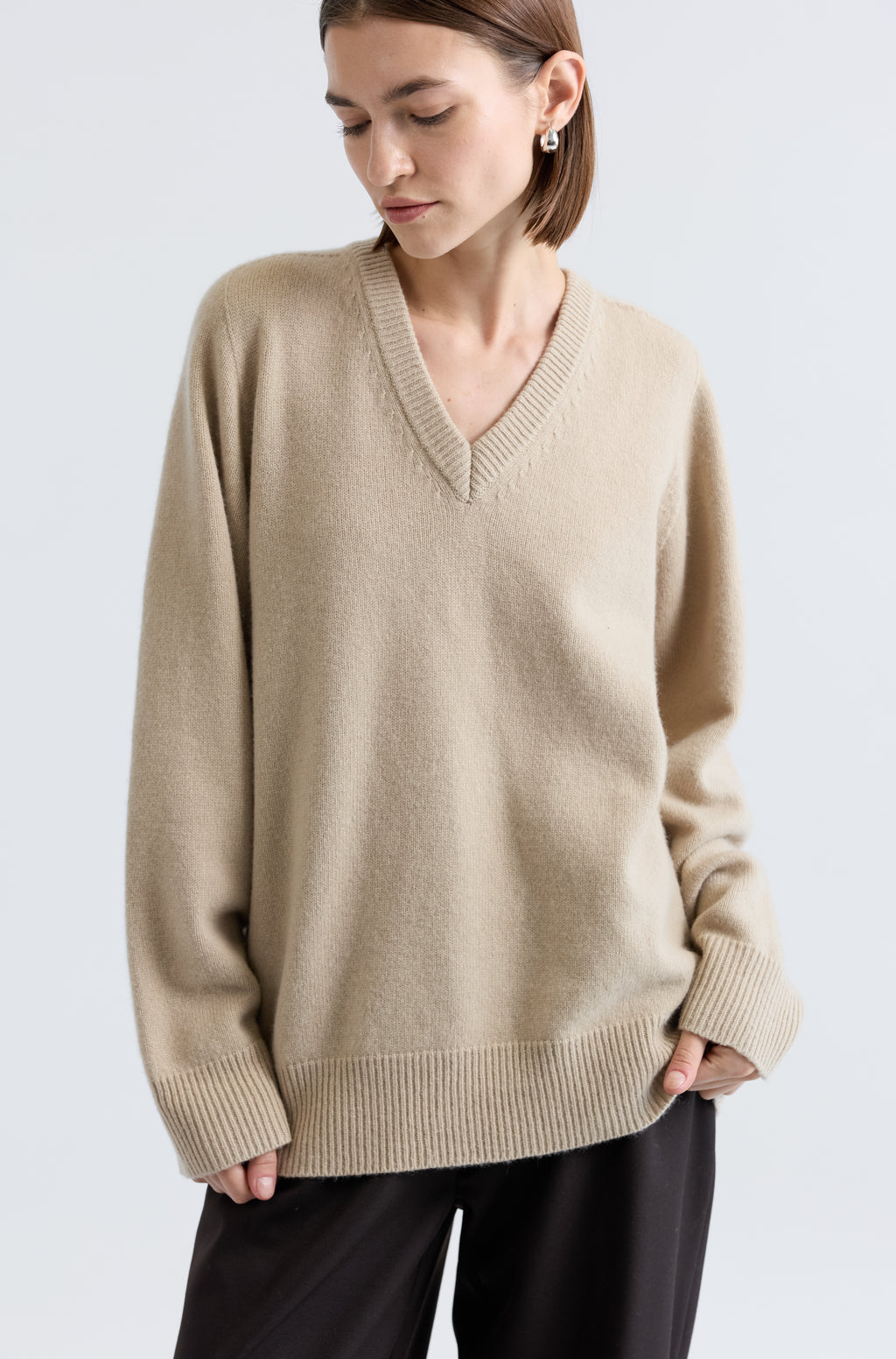 Wool V Neck Sweater - Almina Concept 