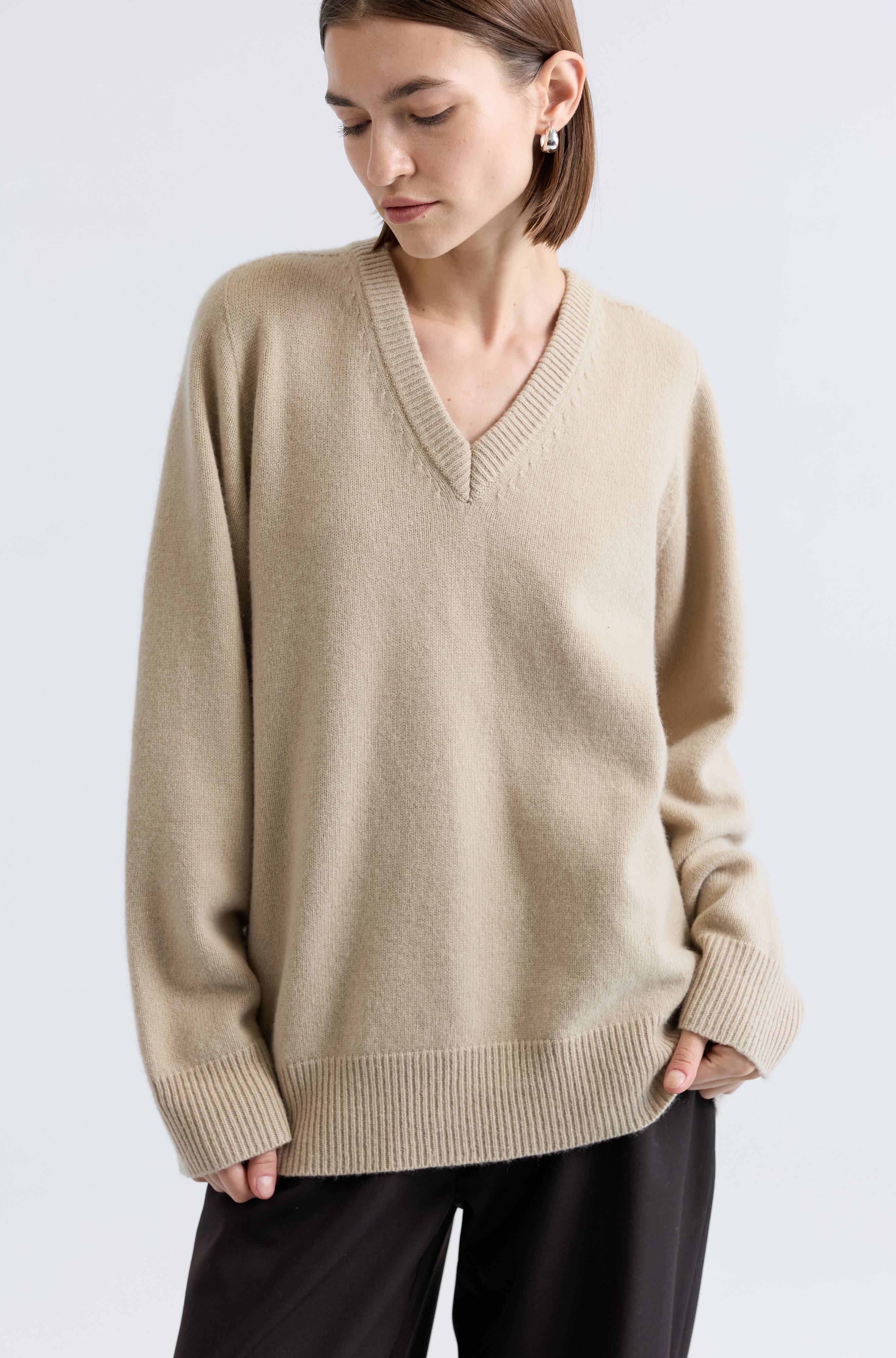 Wool V Neck Sweater - Almina Concept 