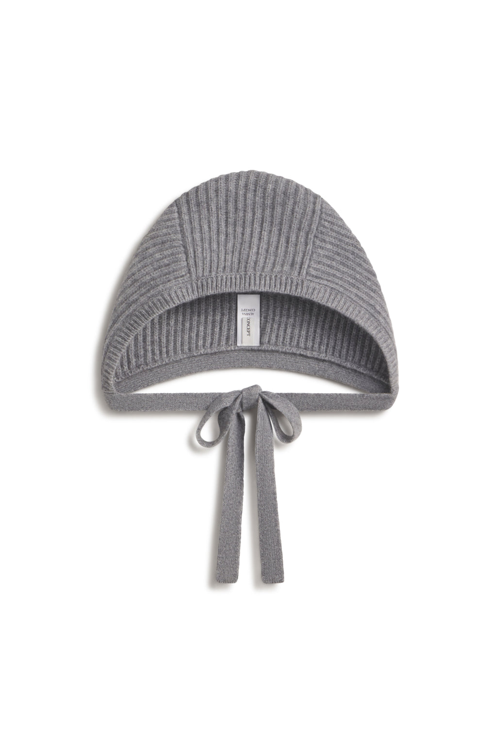 Grey knit hat against a white background