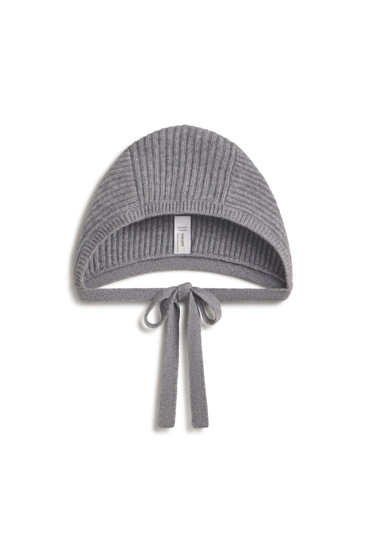 Grey knit hat against a white background