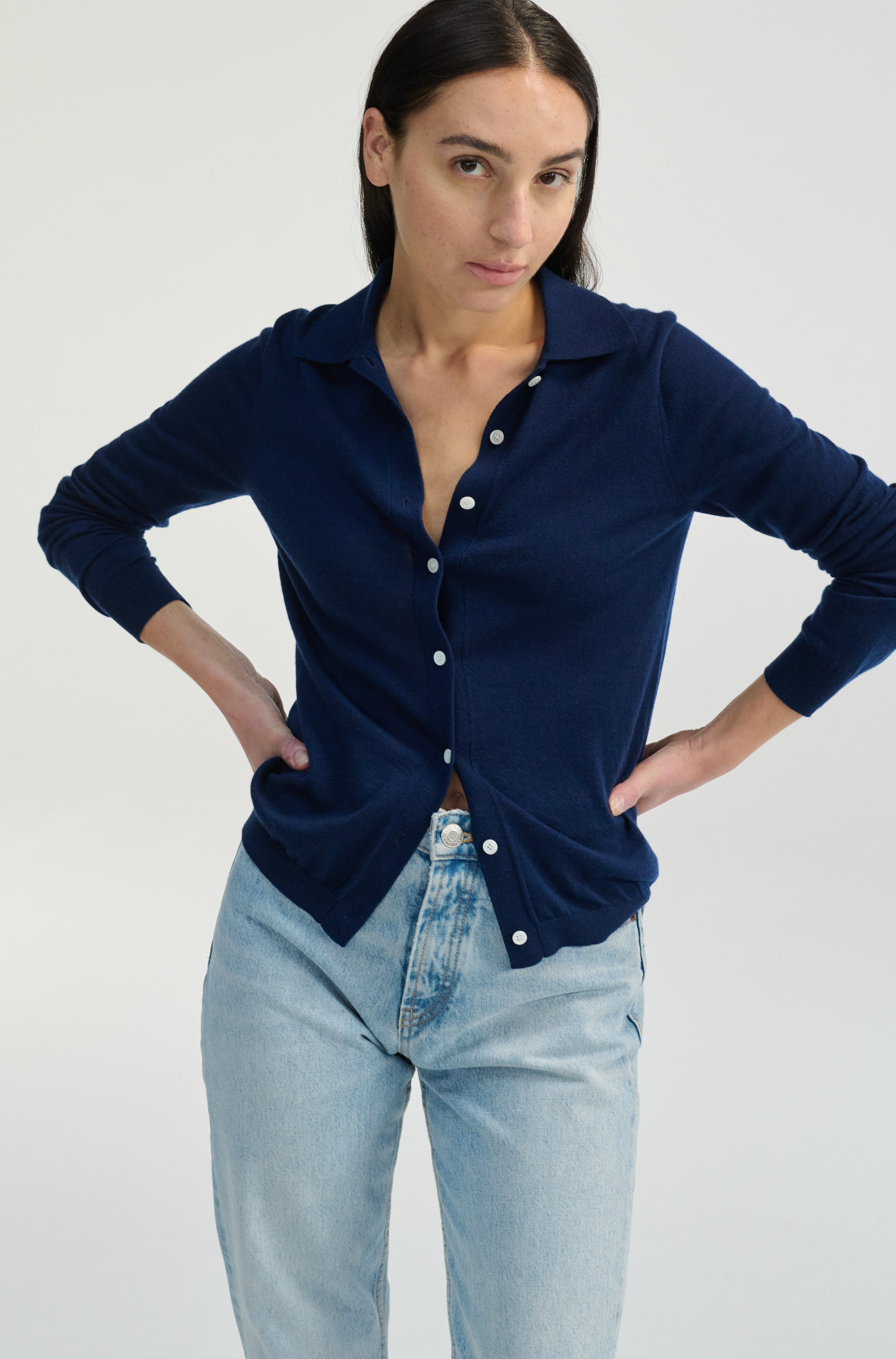 Button Up Knit Top - Almina Concept 