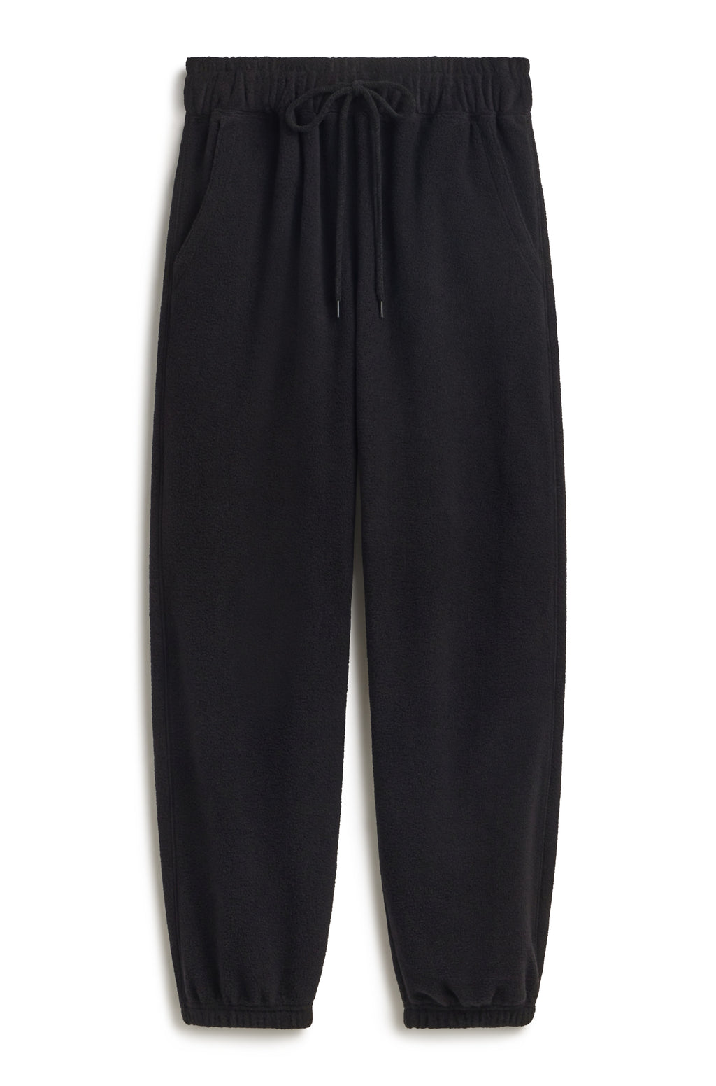 Black flannel sweatpants against a white background