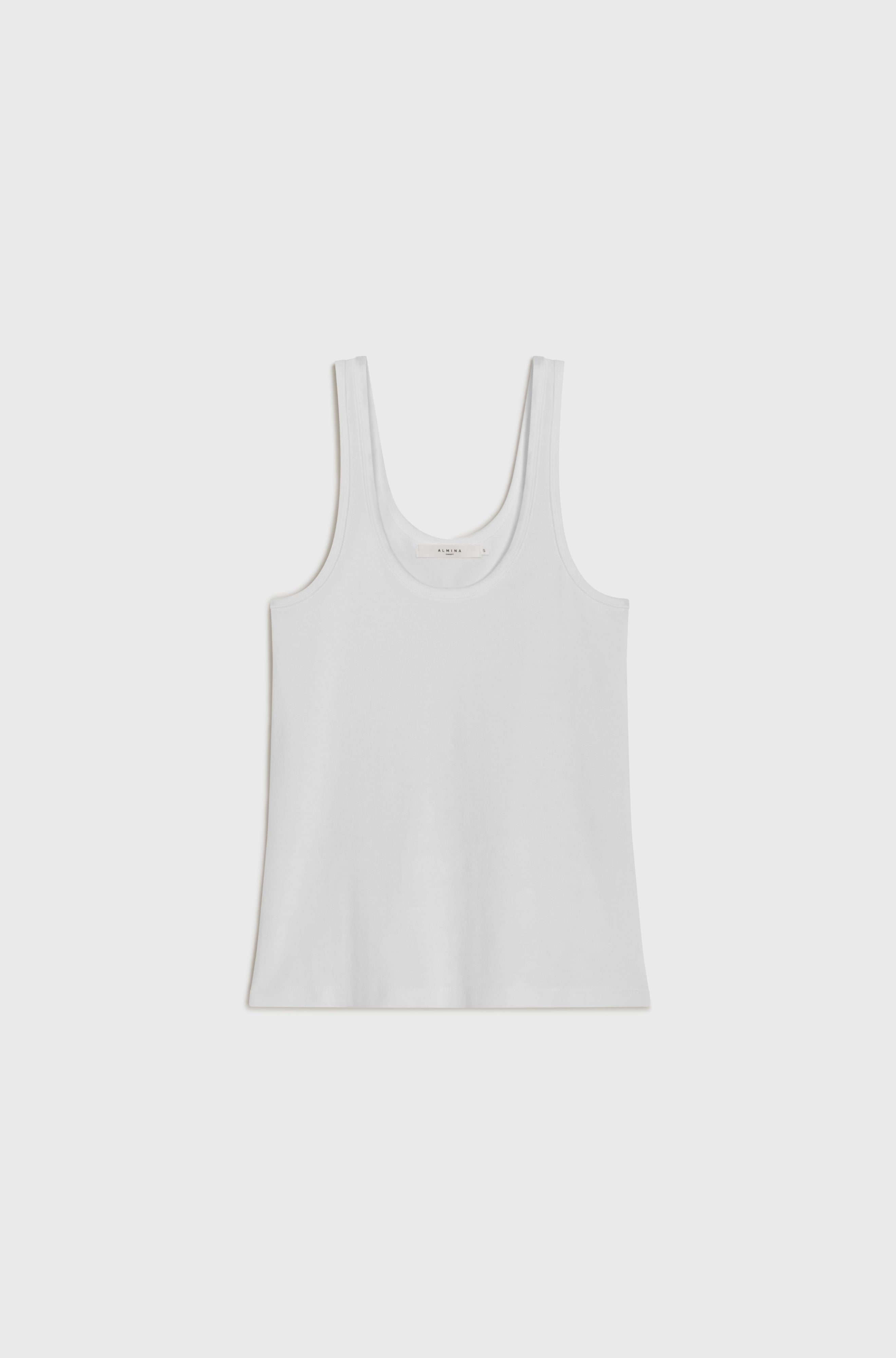 White tank top on a light gray background