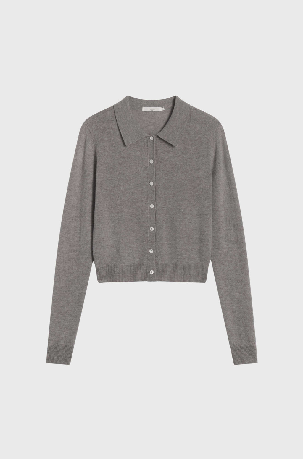 Gray button-up shirt on a light gray background