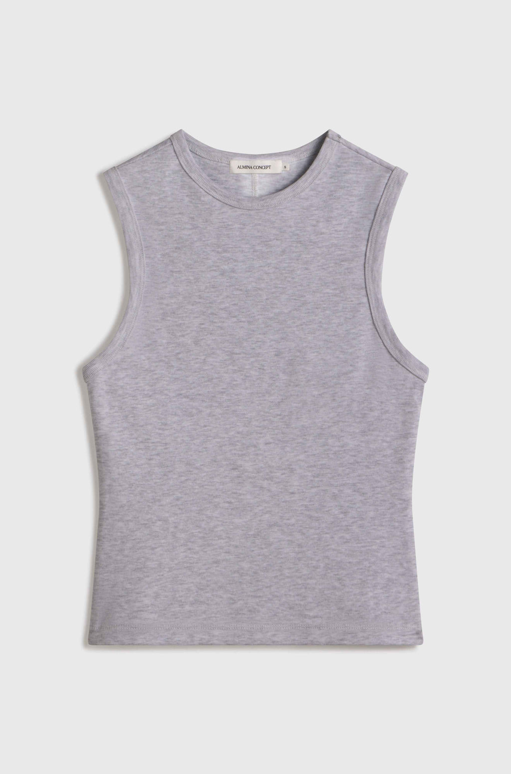 Gray sleeveless shirt on a white background