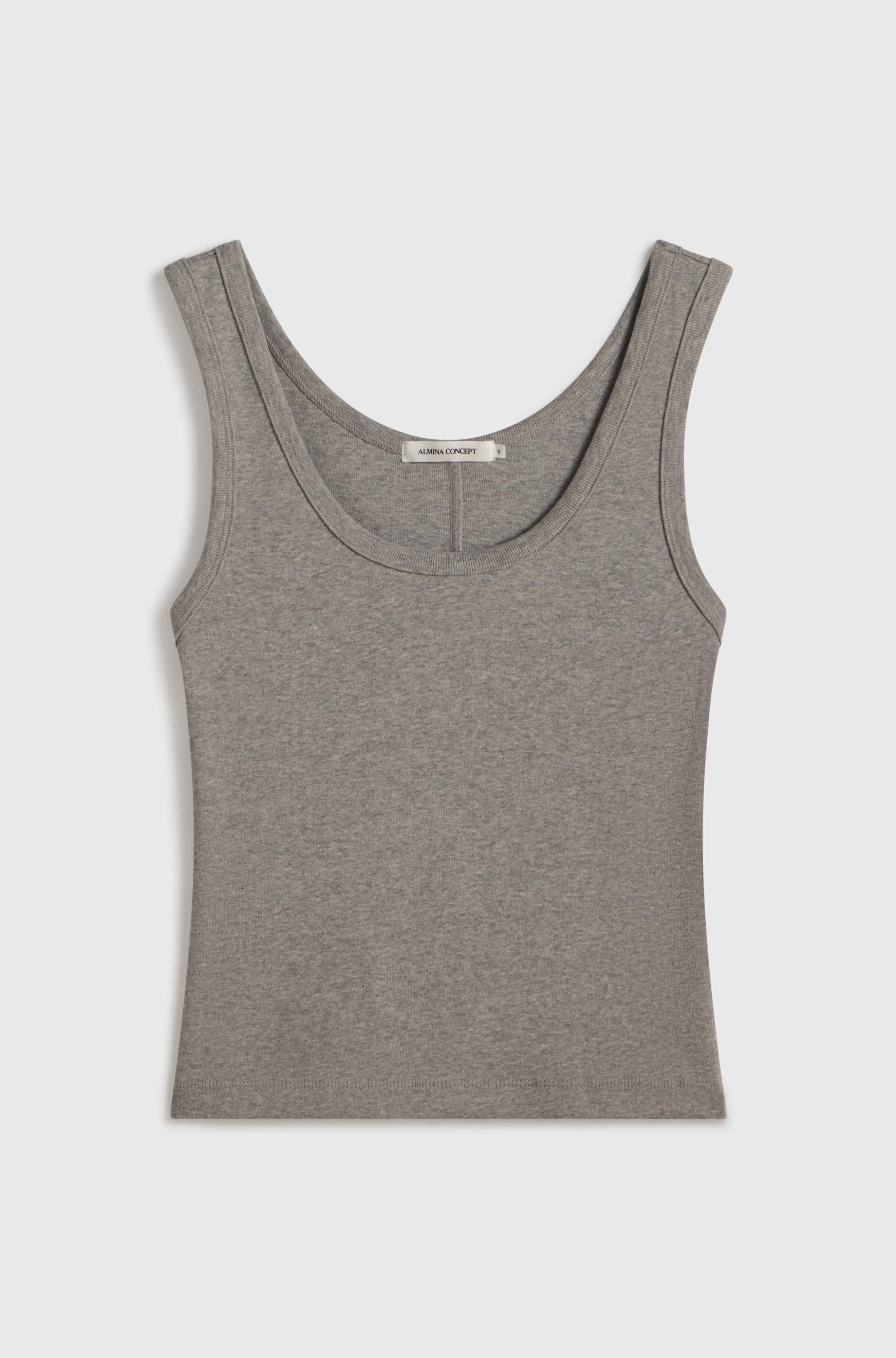 Gray tank top on a light gray background