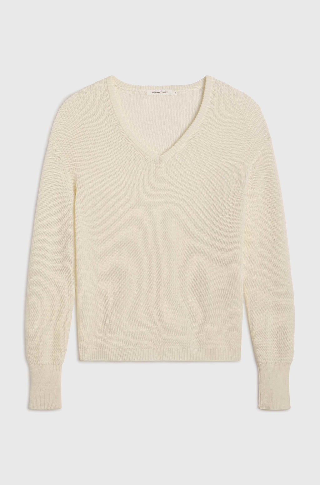 Mesh cotton white sweater on light grey background
