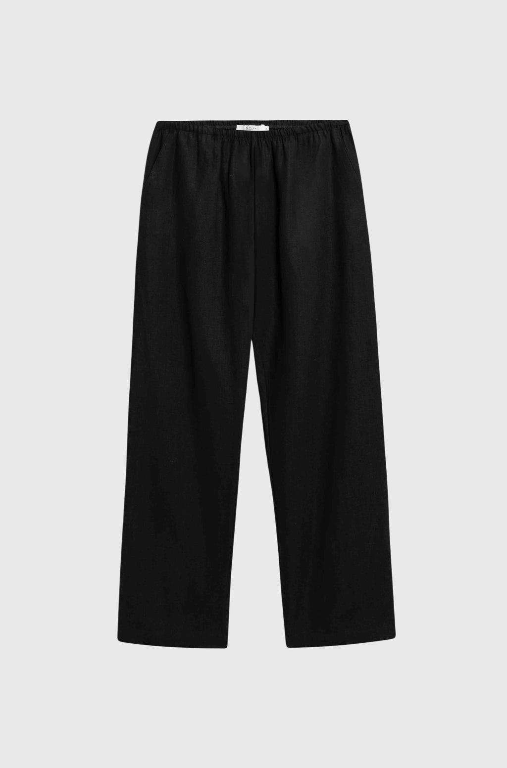 Black pants on a light gray background