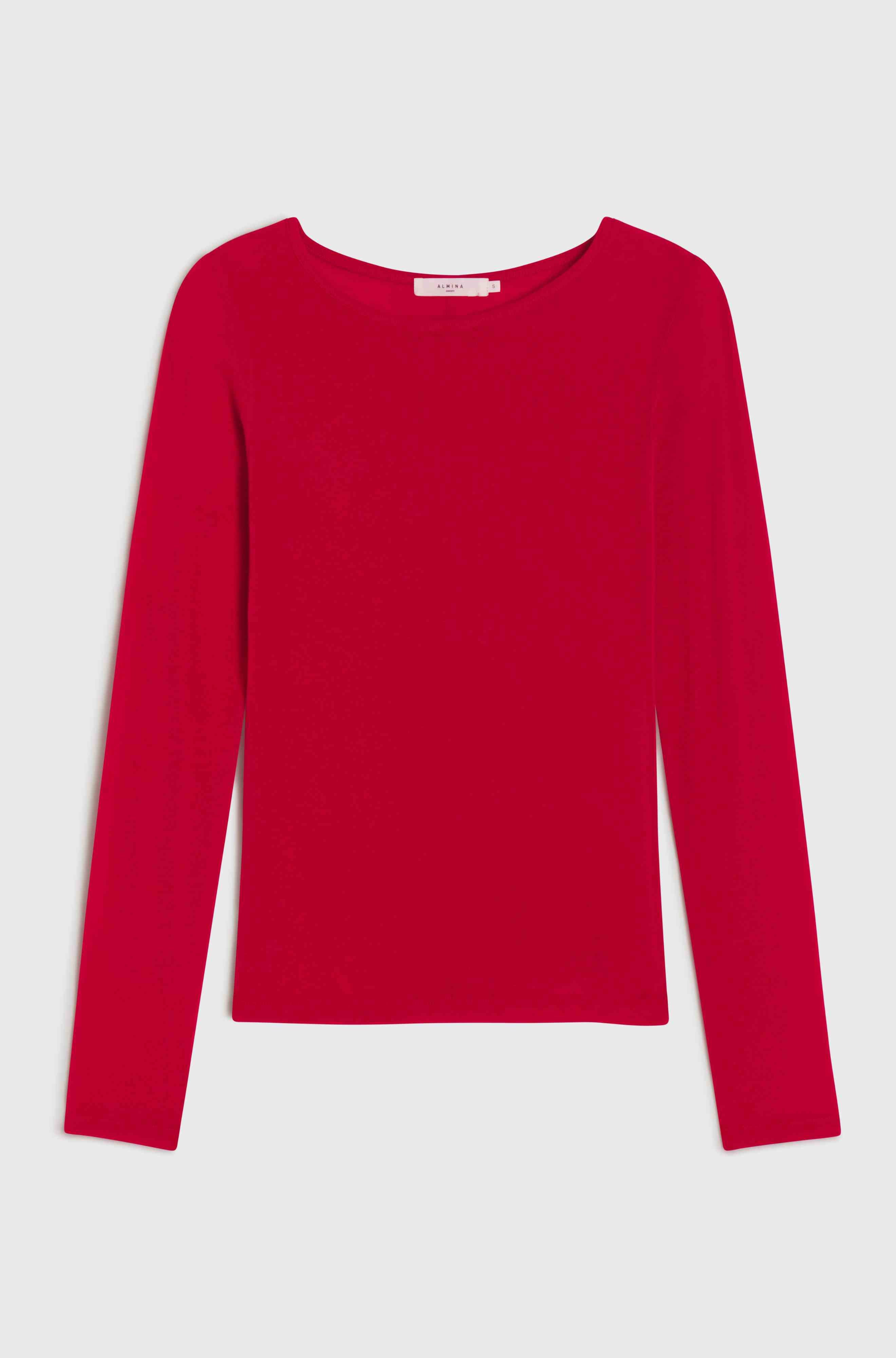 Red long-sleeve shirt on a white background