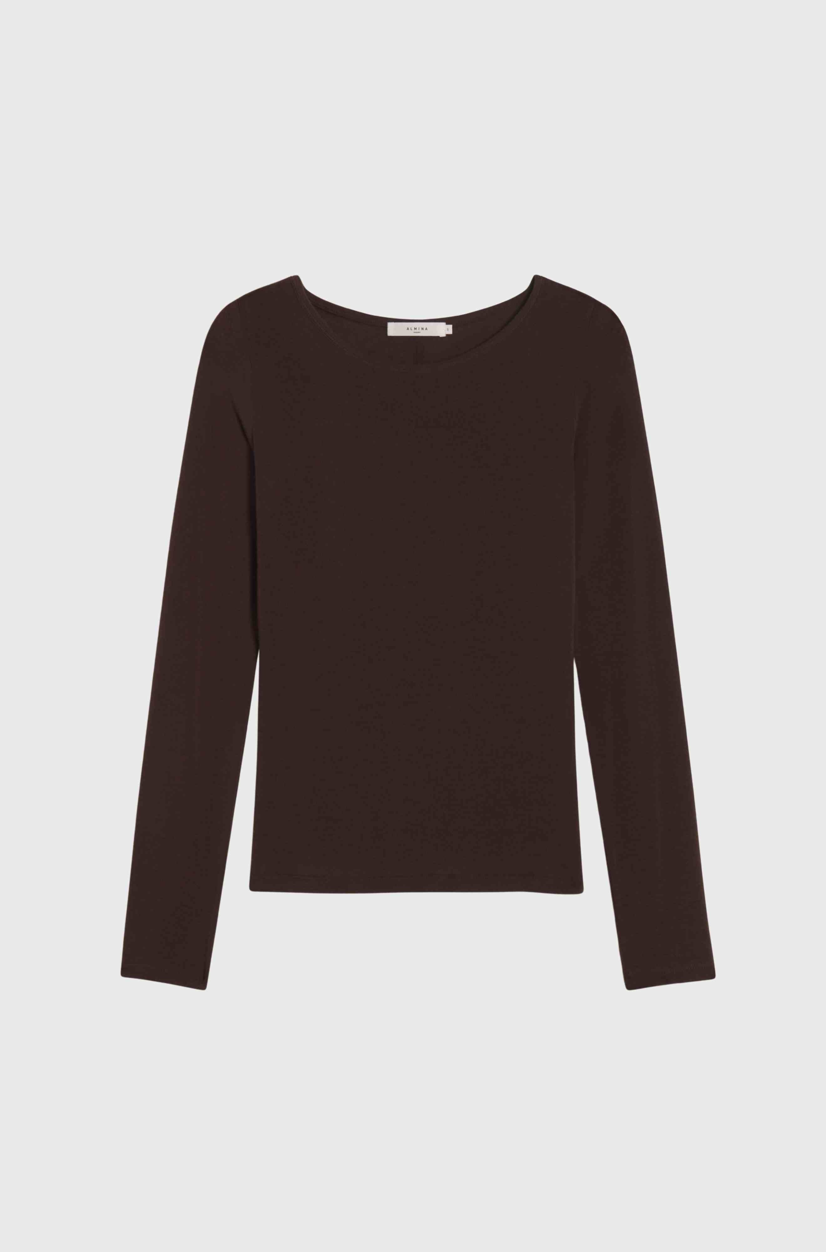 Brown long-sleeve top on a white background
