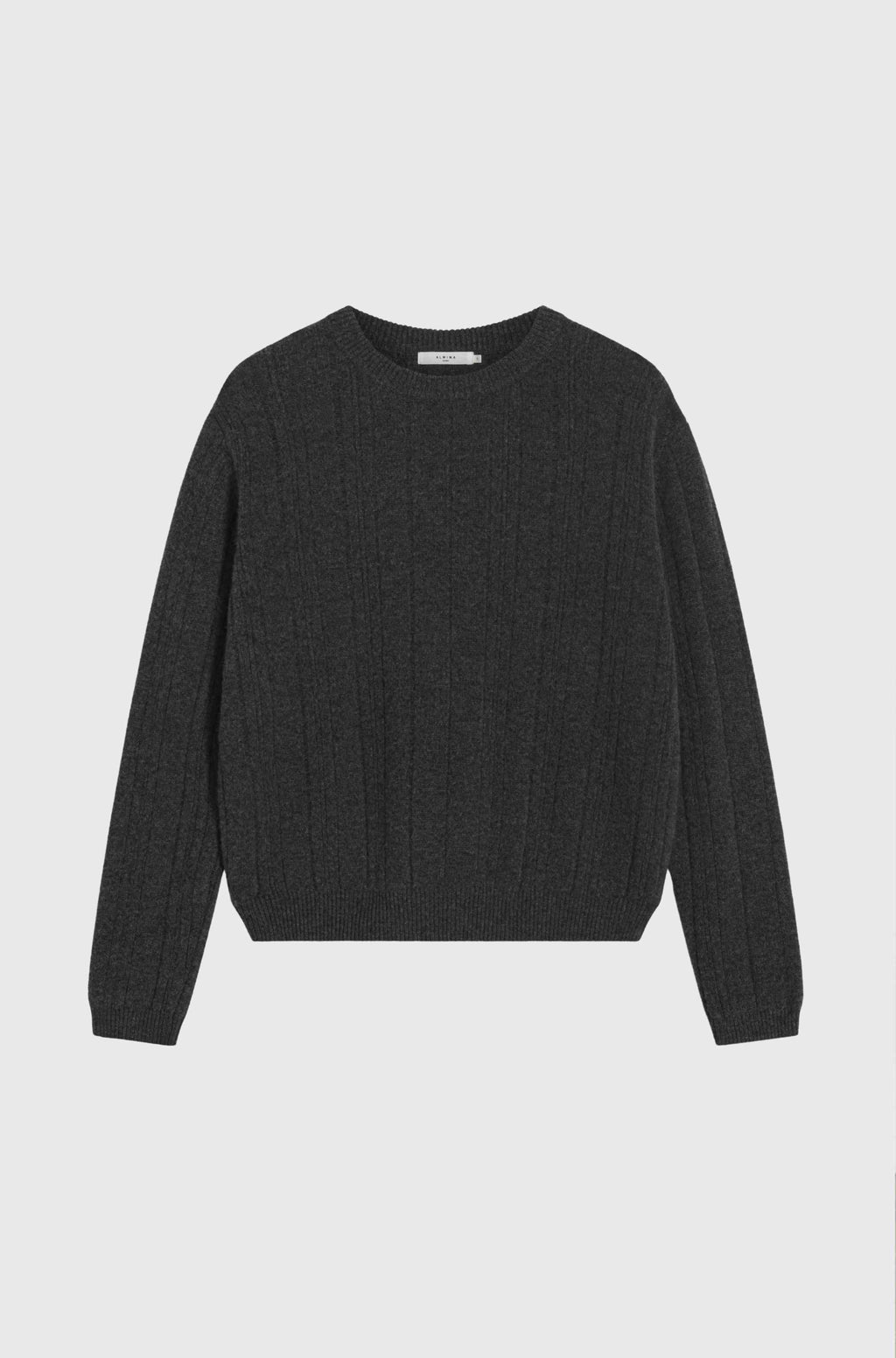 Dark gray sweater on a light gray background