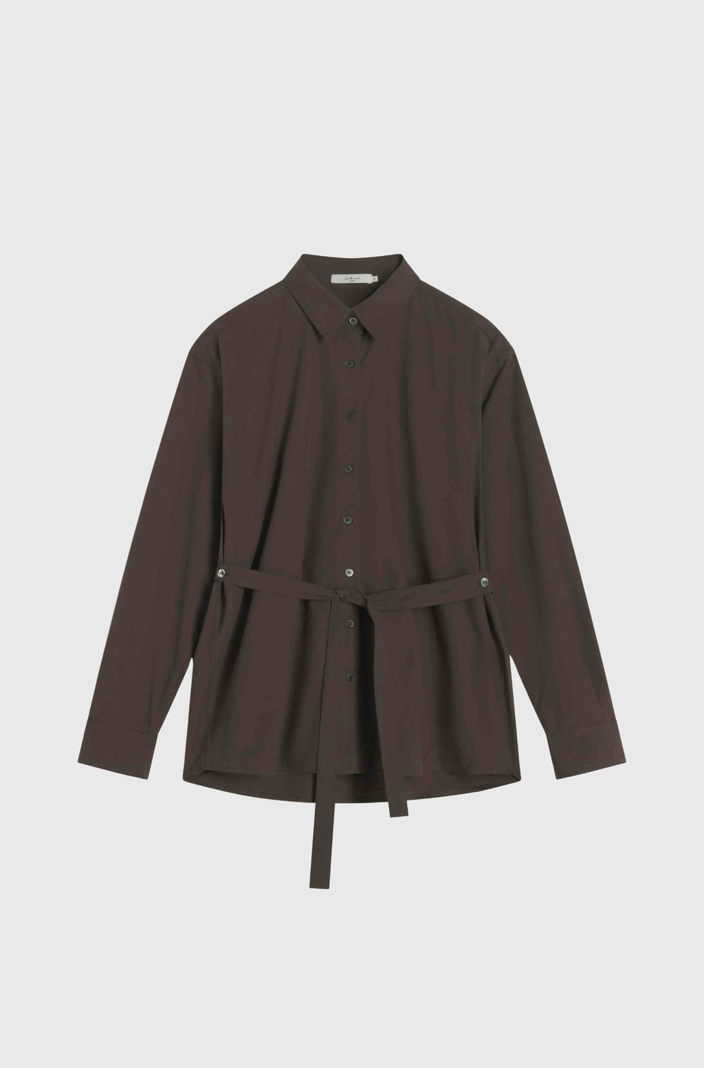 Brown shirt with a belt on a light gray background