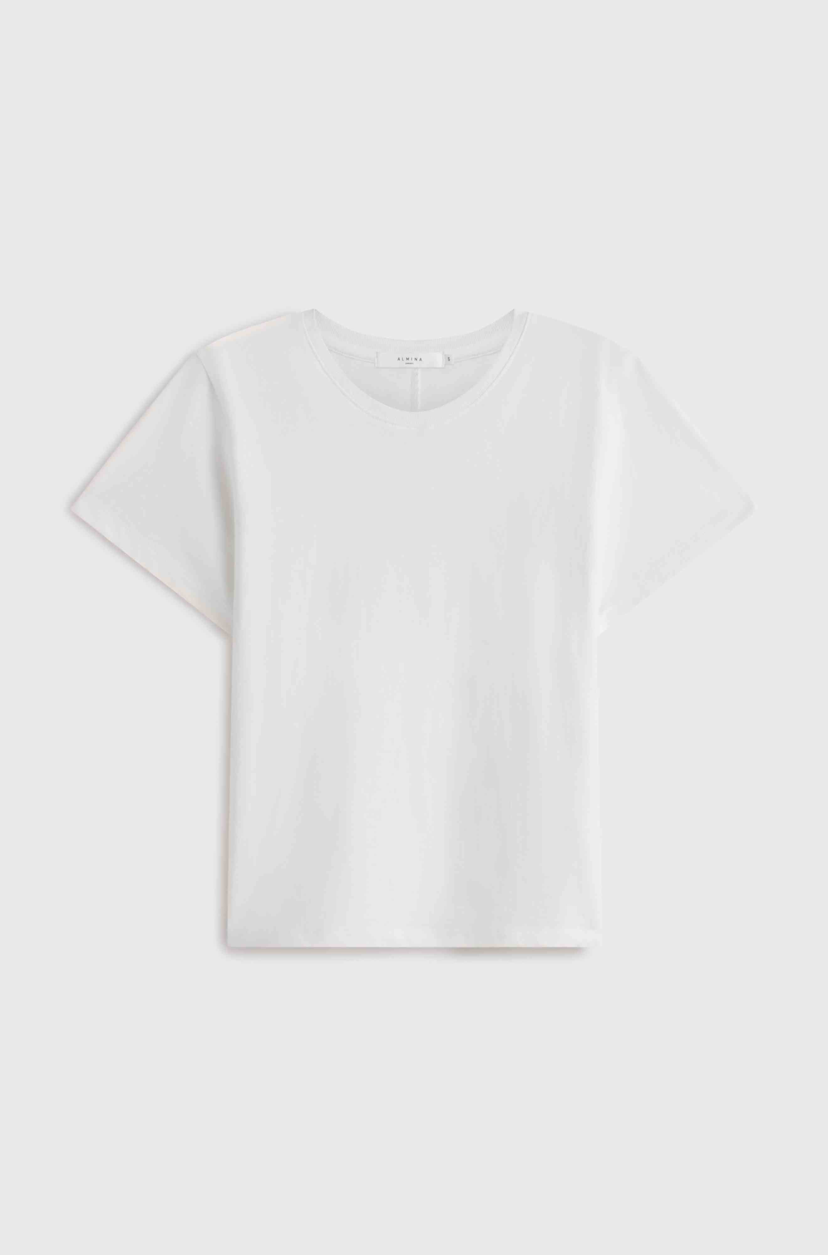 White t-shirt on a light gray background