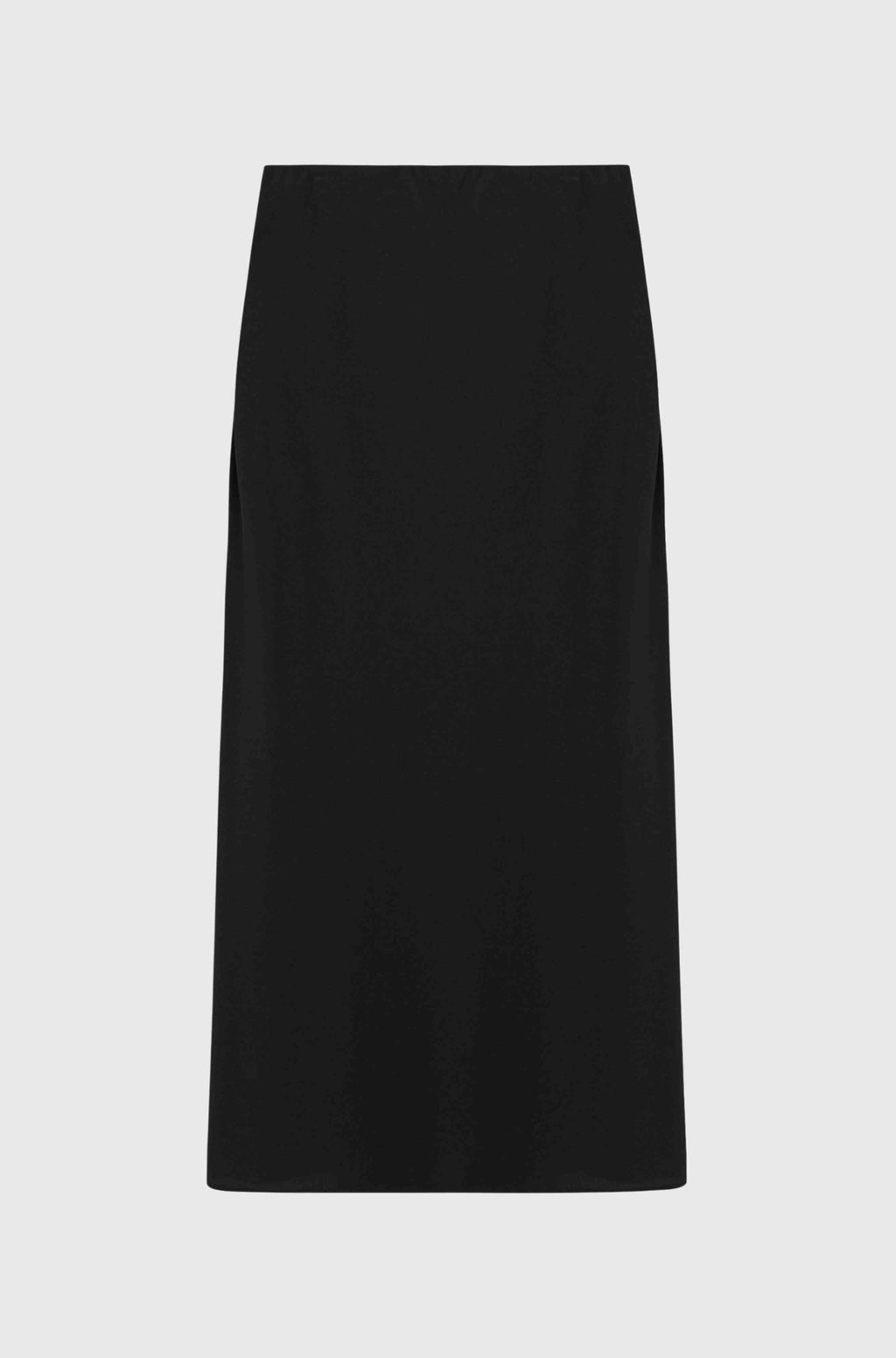 Black silk skirt on a light gray background