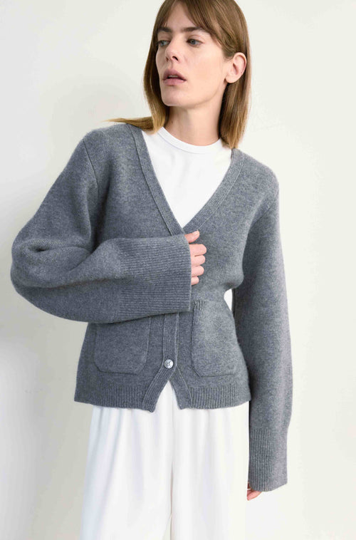 Almina Concept - V Neck Cardigan in Grey